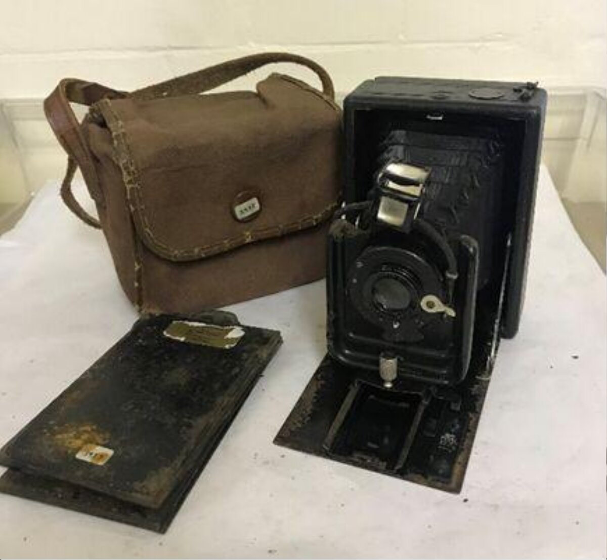 Vintage Folding Camera With Accessories