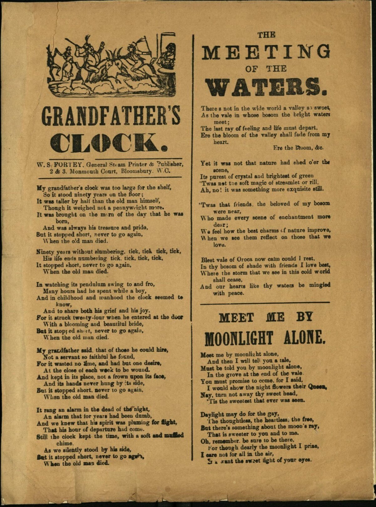 Antique Printed Poetry Broadside