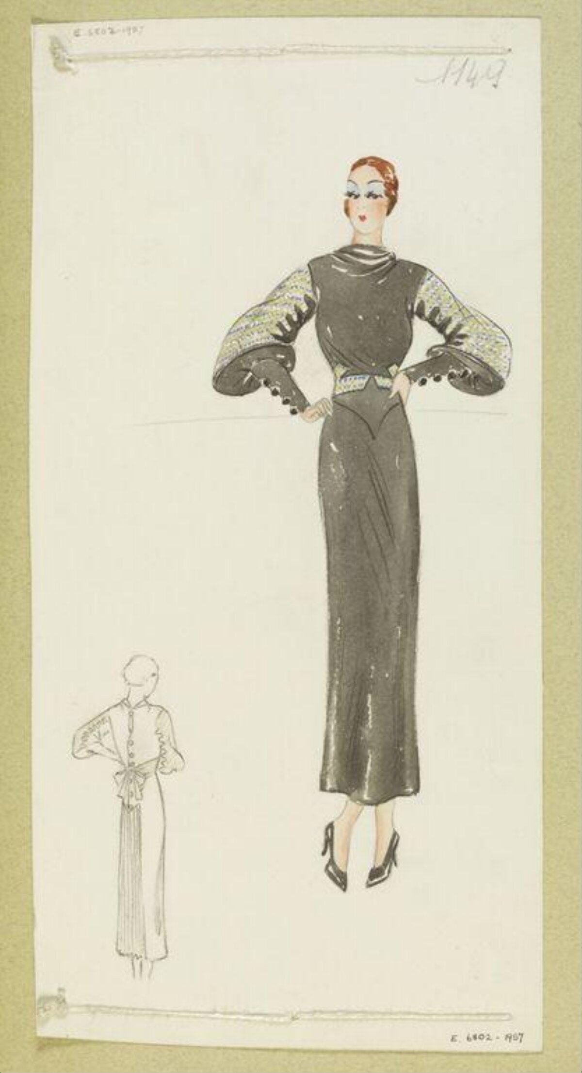 Vintage Evening Dress Fashion Sketch