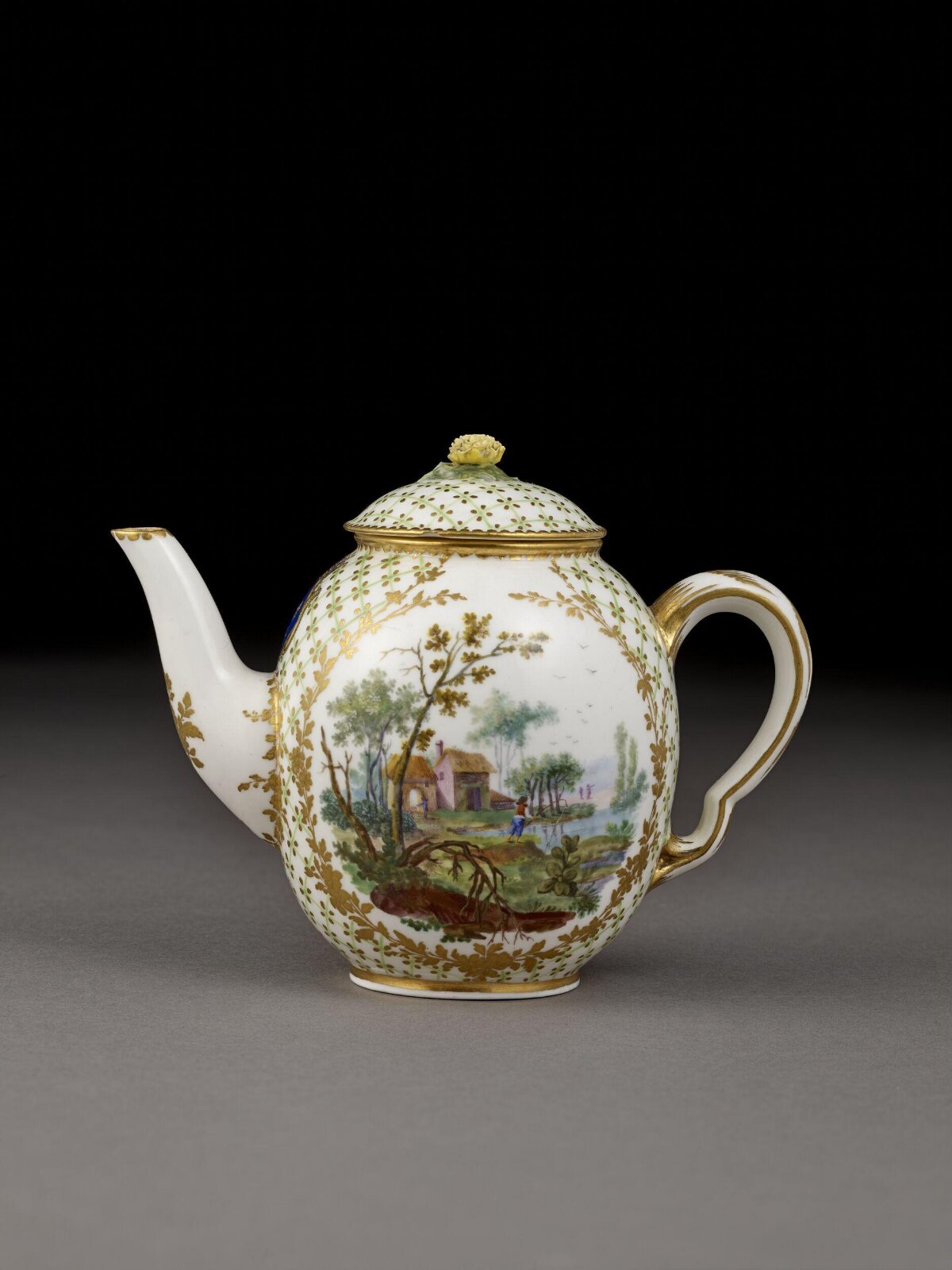 Painted Landscape Porcelain Teapot