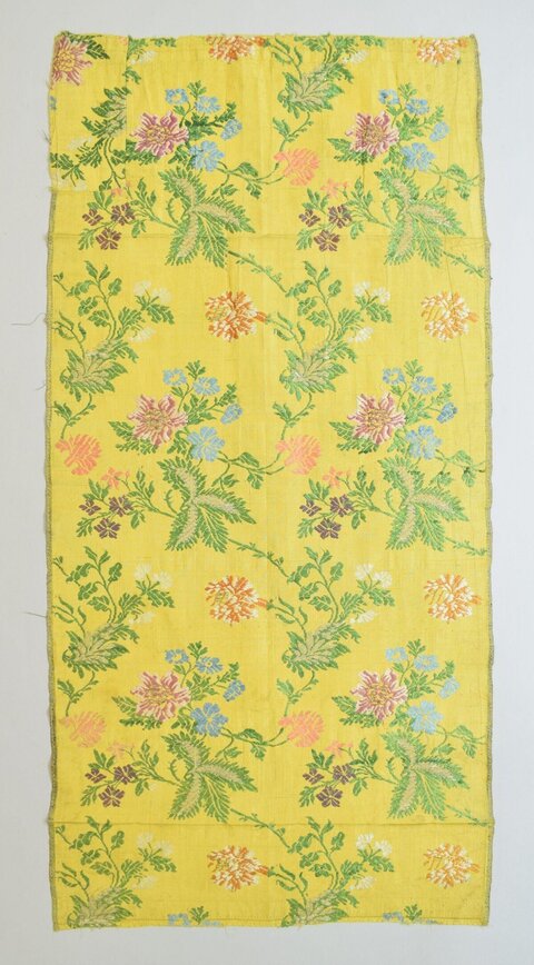 Yellow Floral Pattern Textile Fragment