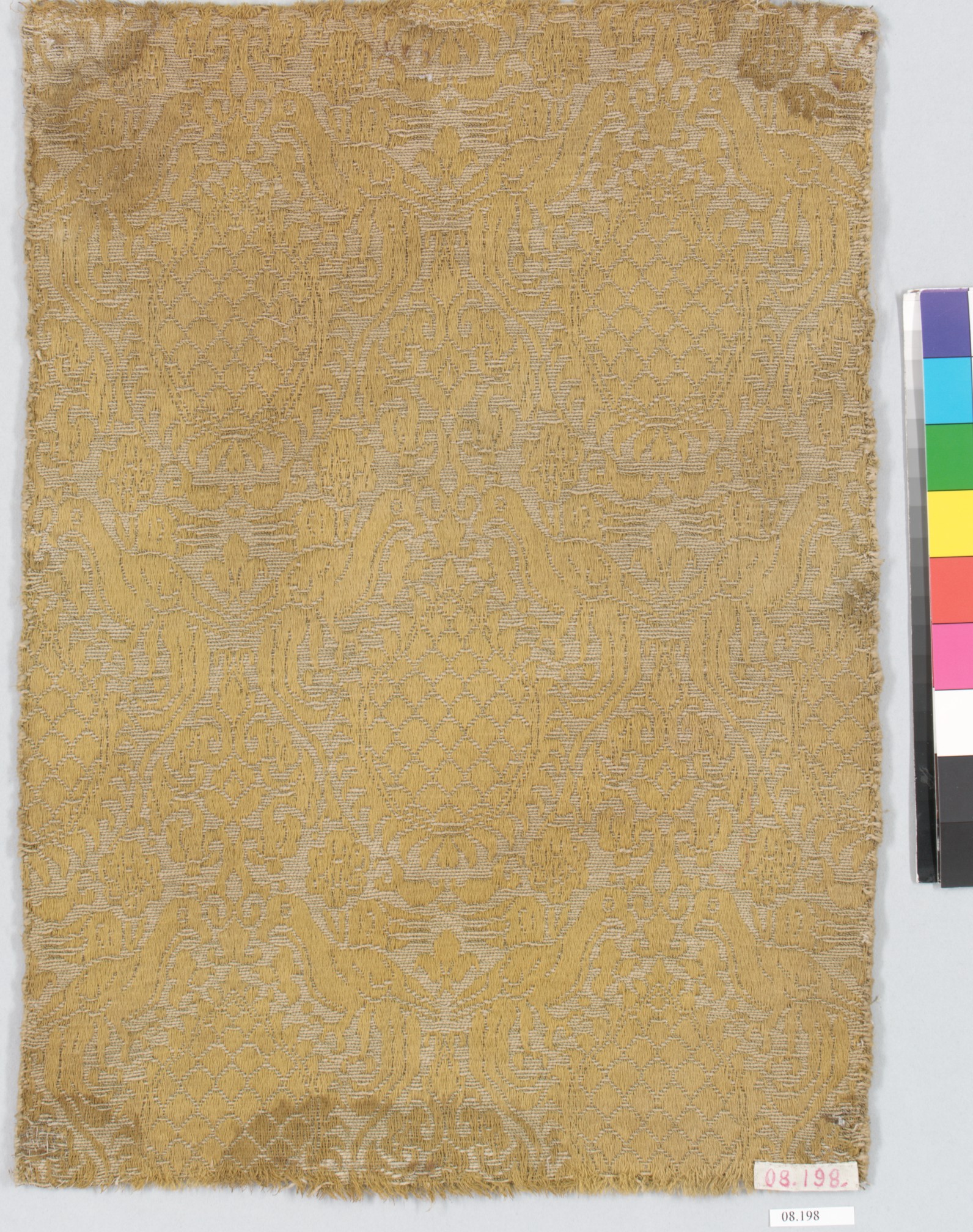 Antique Yellow Damask Textile Sample