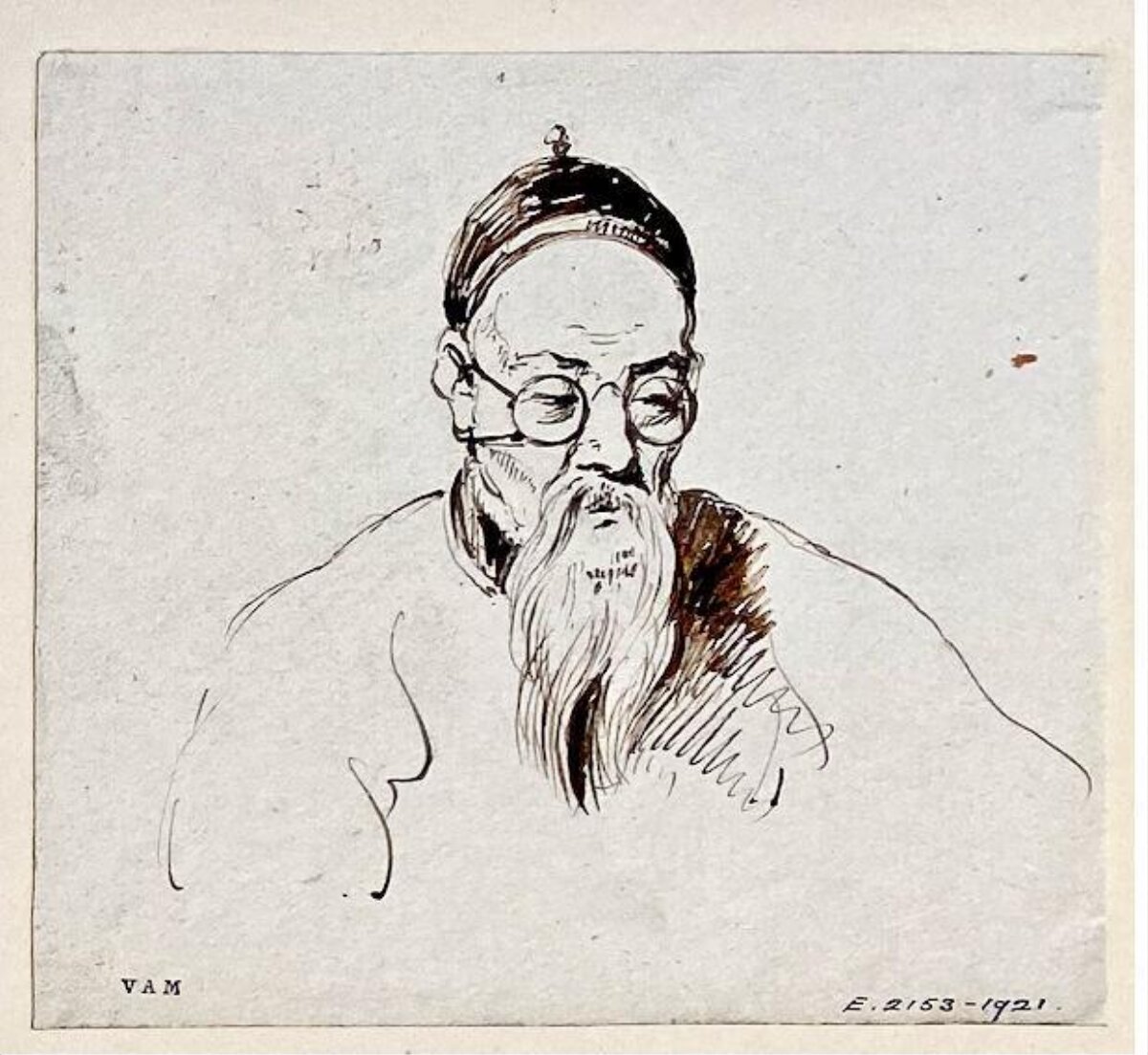 Ink Sketch of Chinese Elderly Man