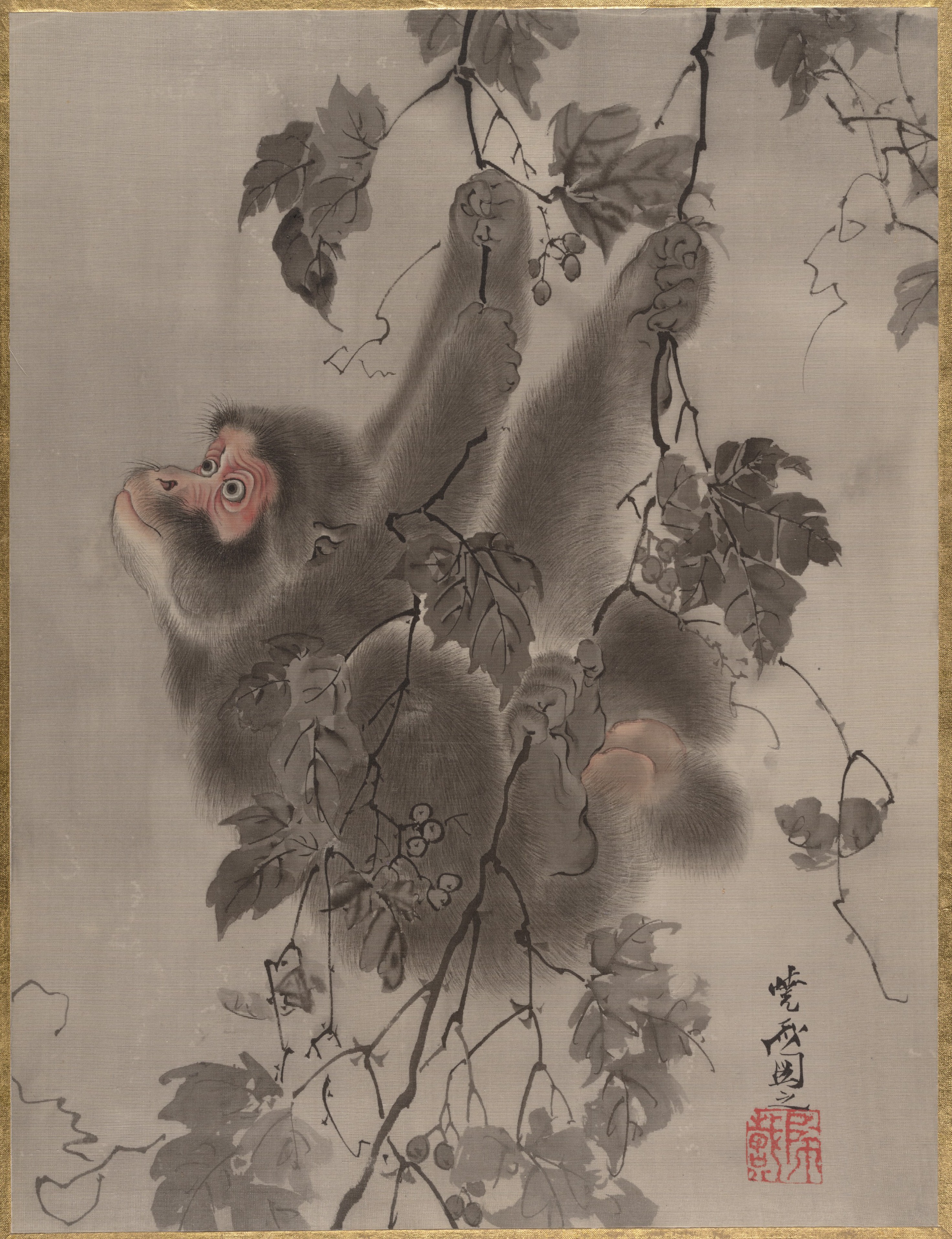 Ink Painting of Hanging Monkey