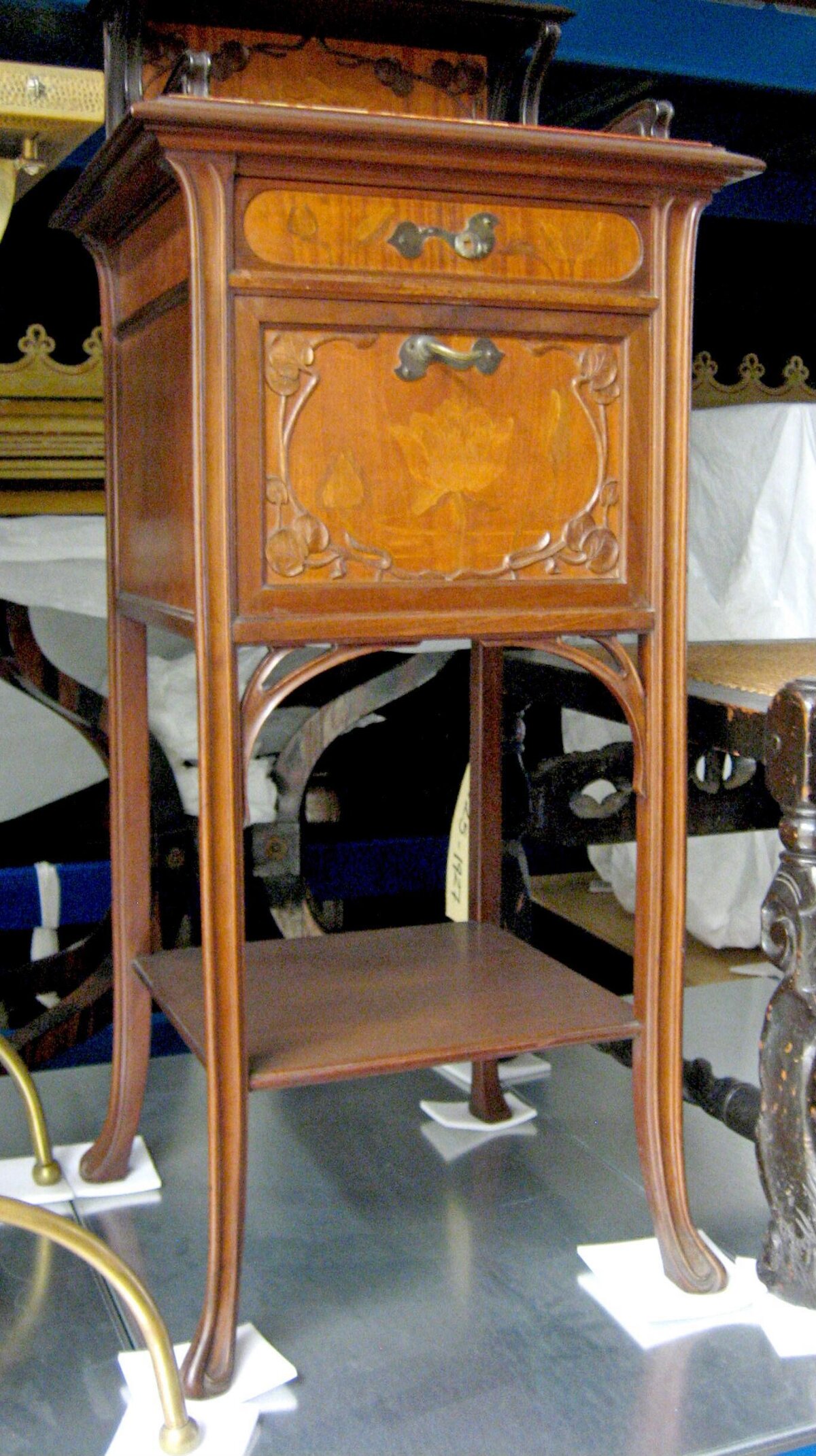 Vintage Inlaid Wood Side Cabinet