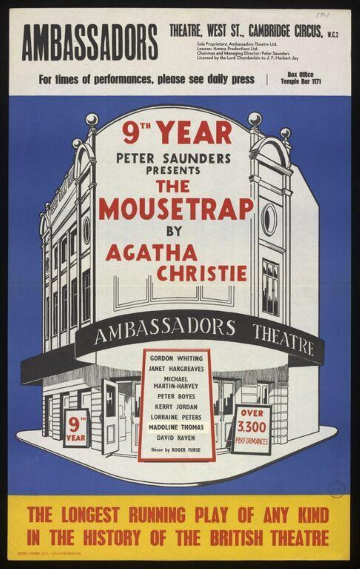 Vintage The Mousetrap Play Poster