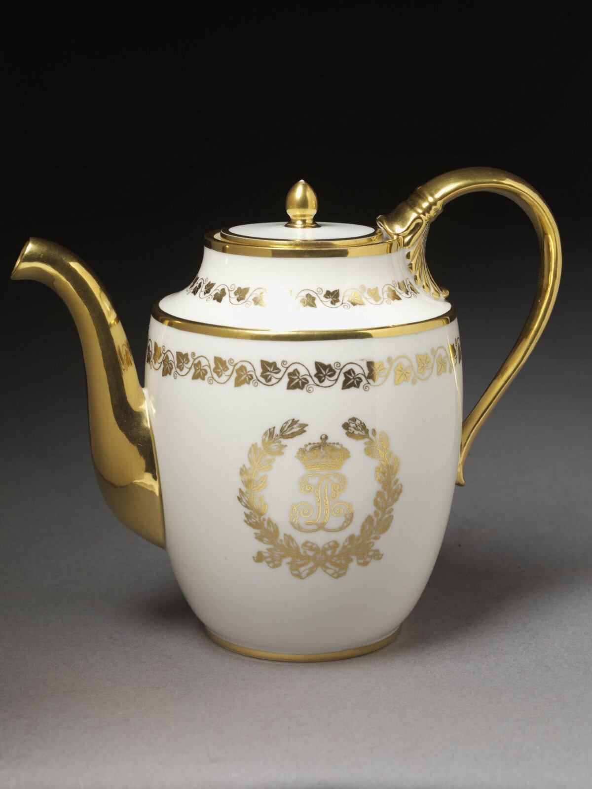 Gilt Royal Monogram Porcelain Teapot