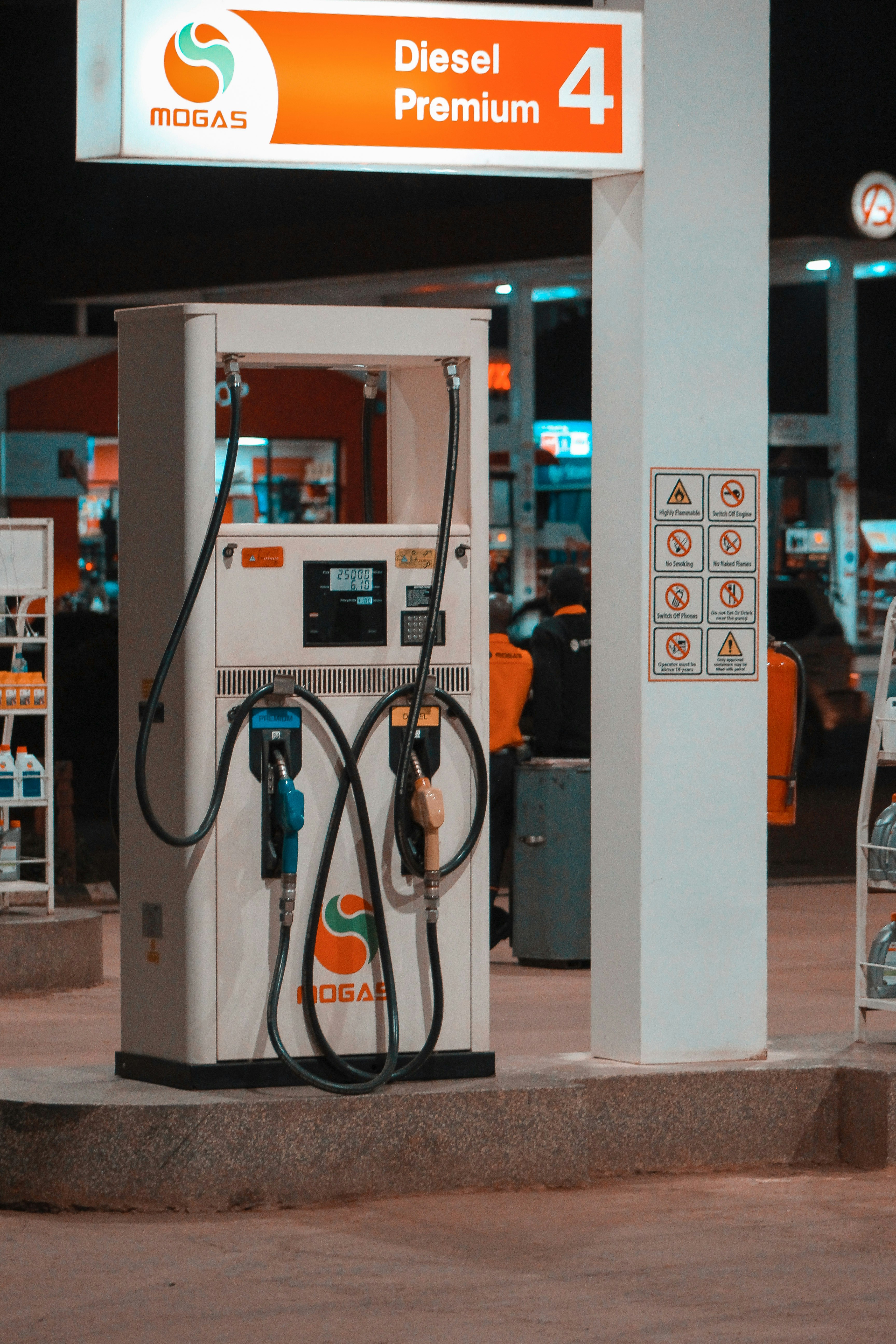 MOGAS Gas Station Fuel Pump at Night