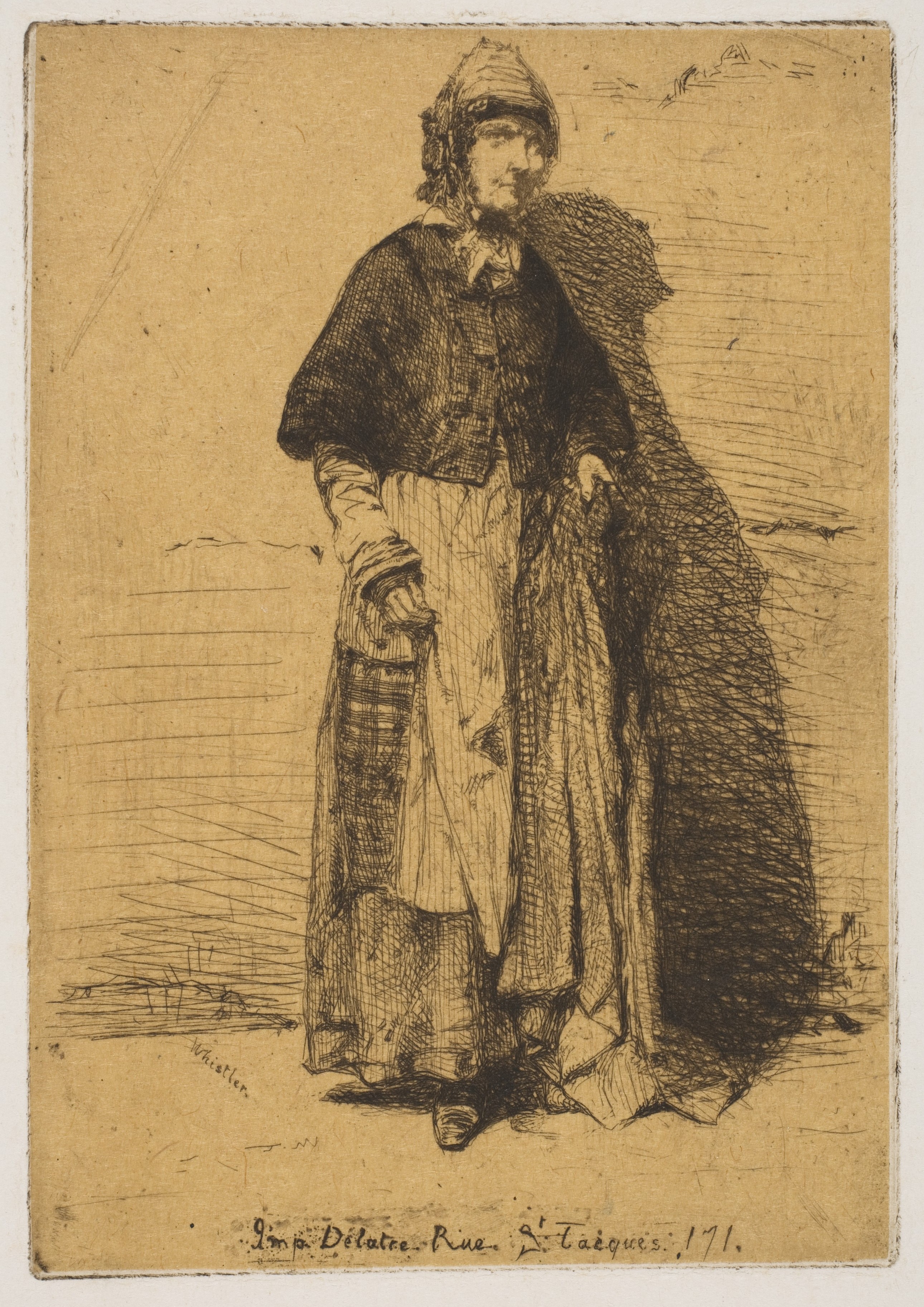 Etching of a Standing Woman