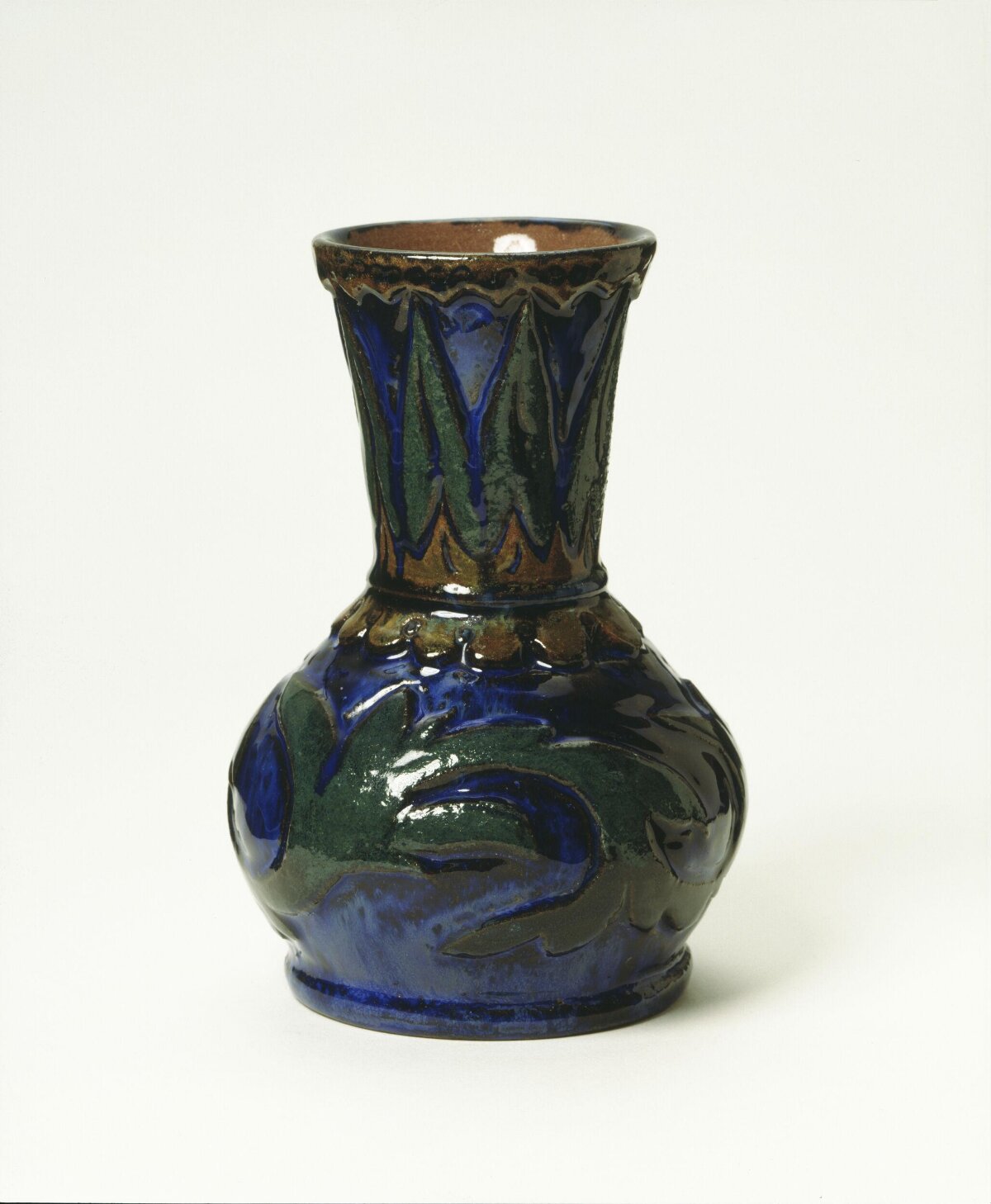 Hand-carved Glazed Ceramic Vase