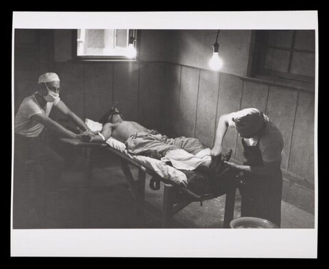 Vintage Operating Room Surgery Scene