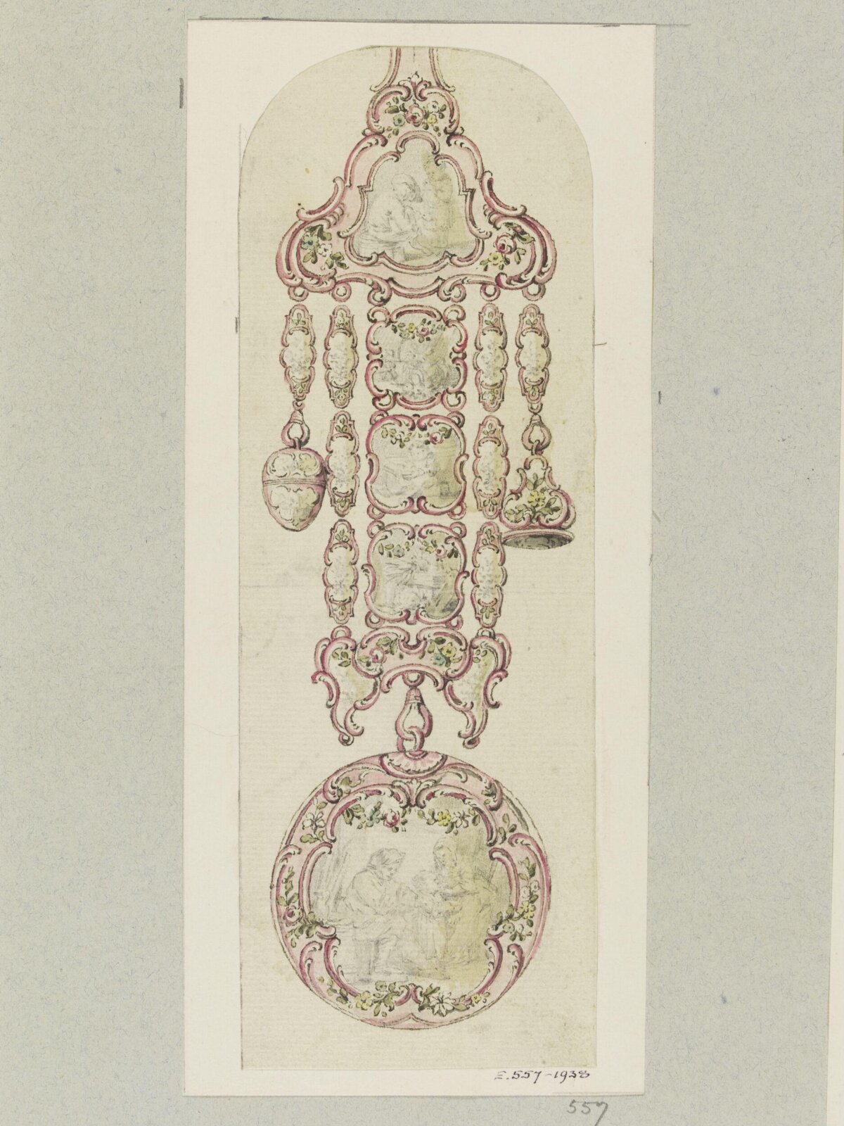 Rococo Chatelaine Watch Design Drawing