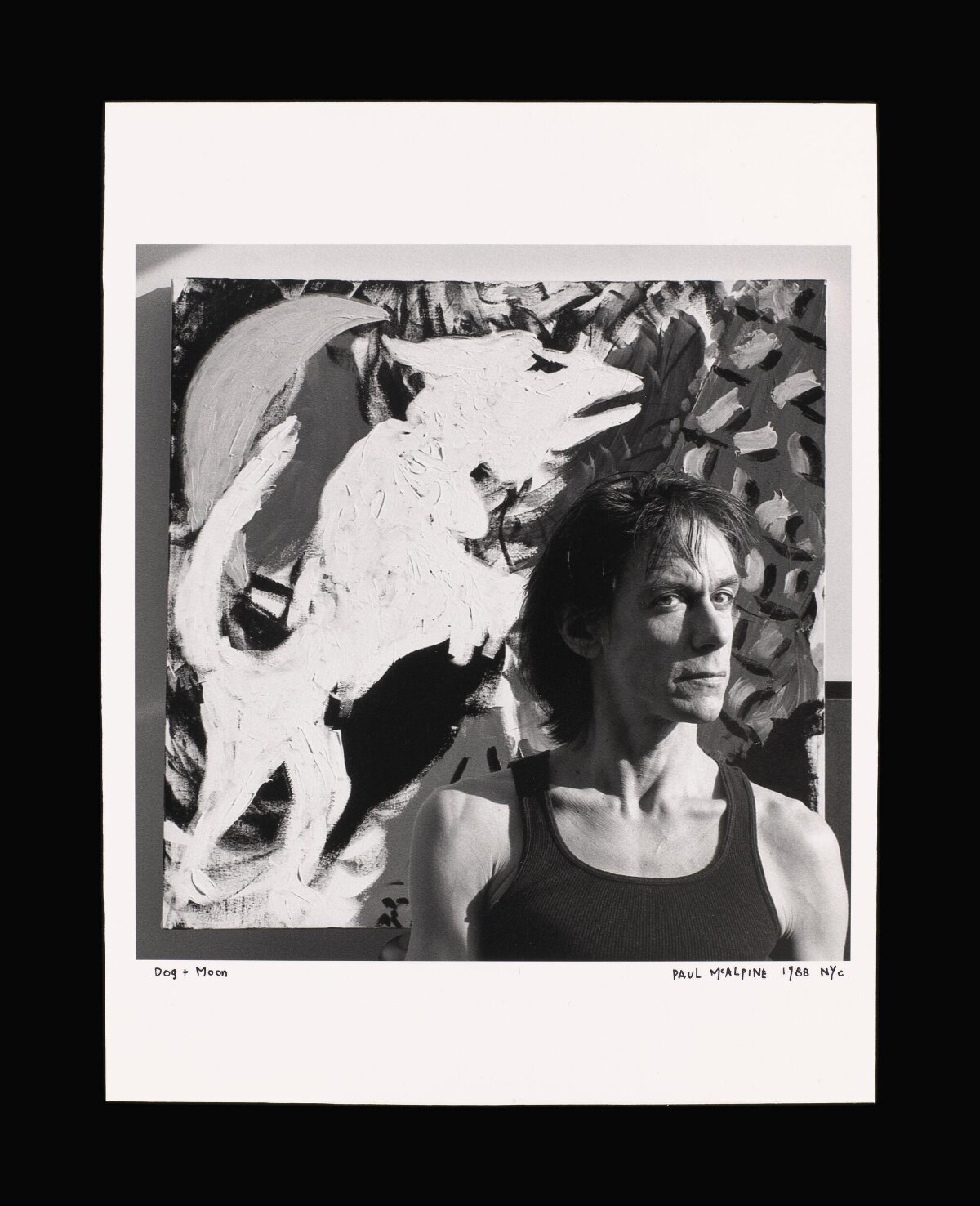 Artist Portrait with Dog + Moon Painting