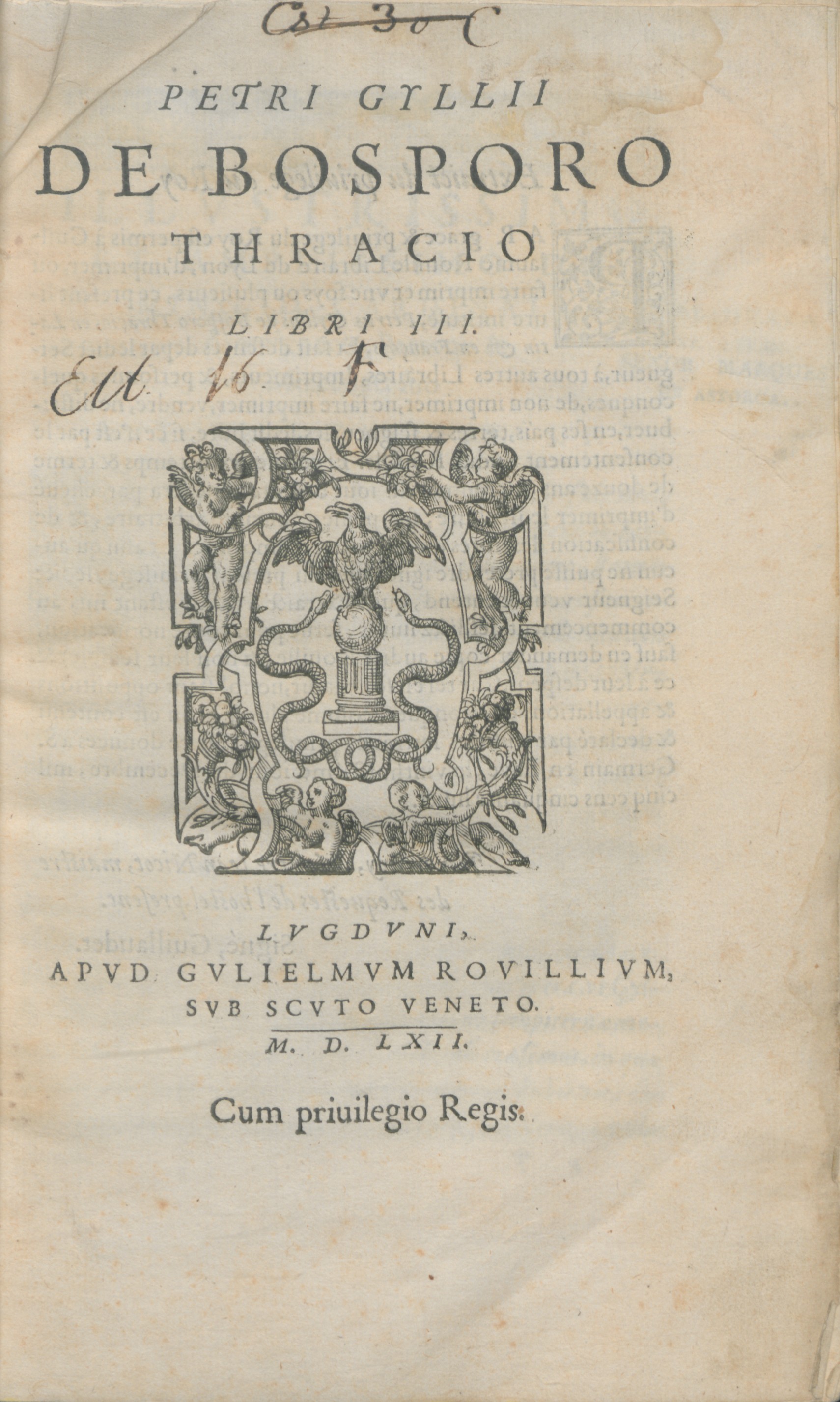 1562 Antique Latin Book Title Page