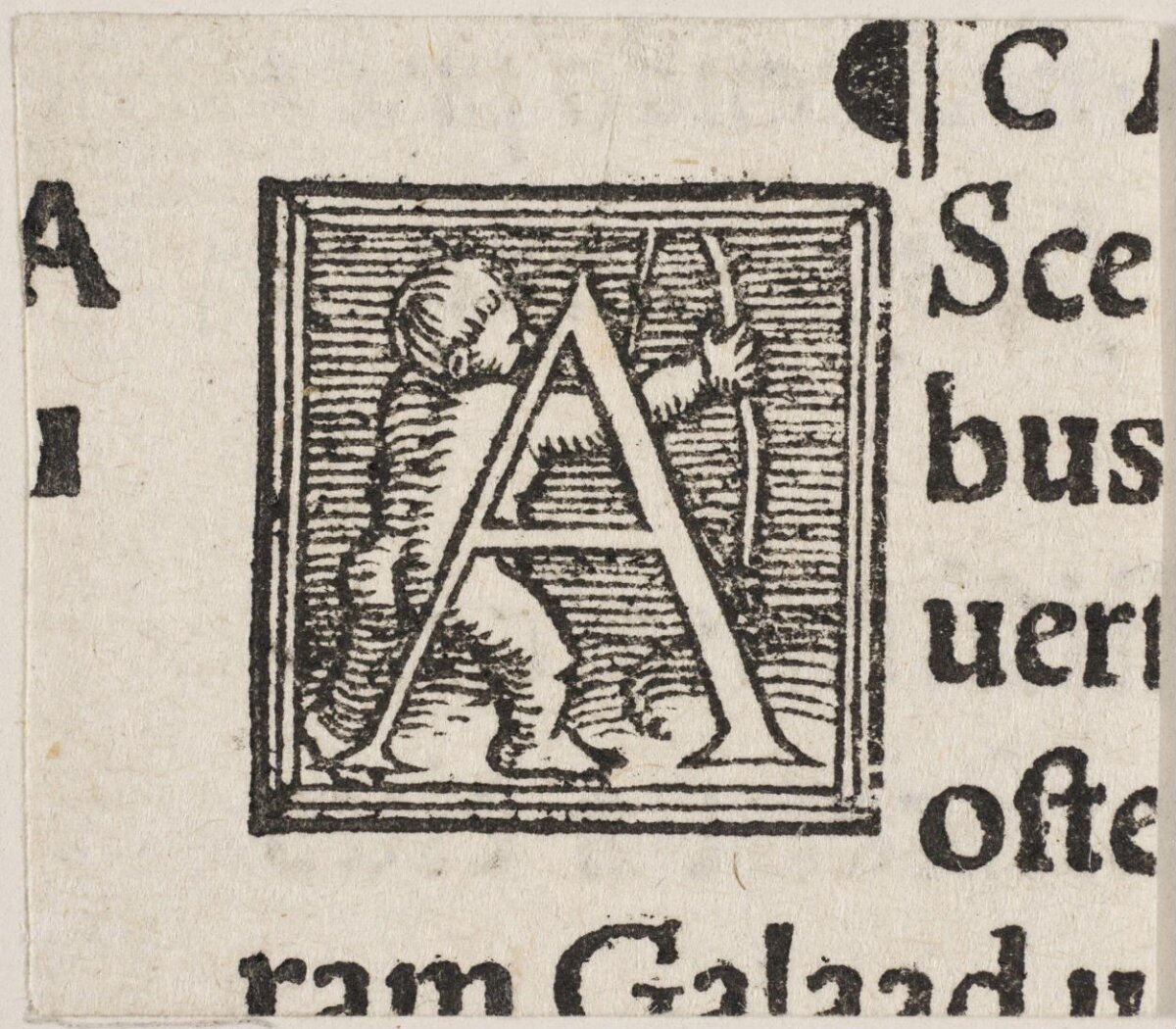 Woodcut Decorated Initial Letter A