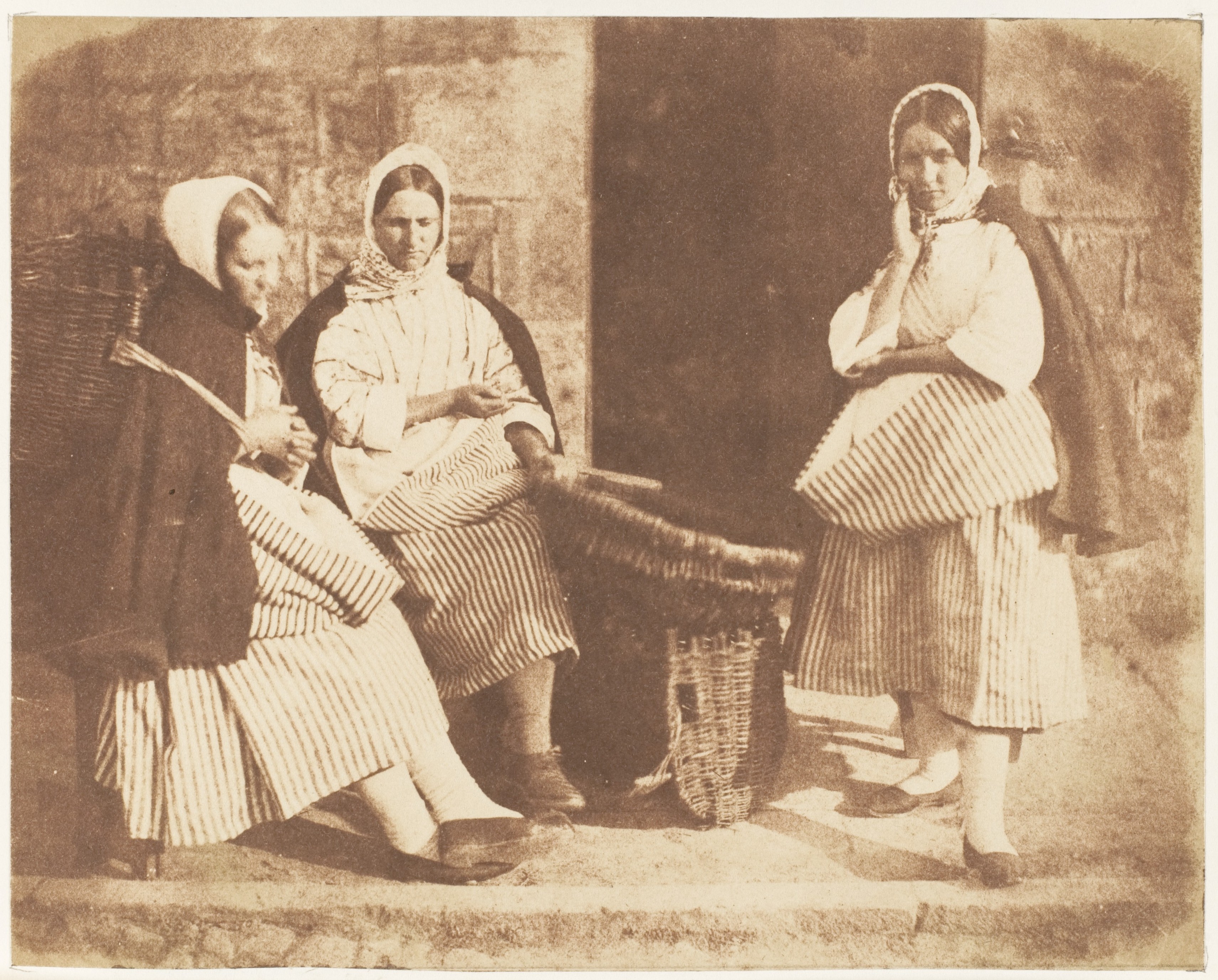 Three Victorian Working Women with Baskets