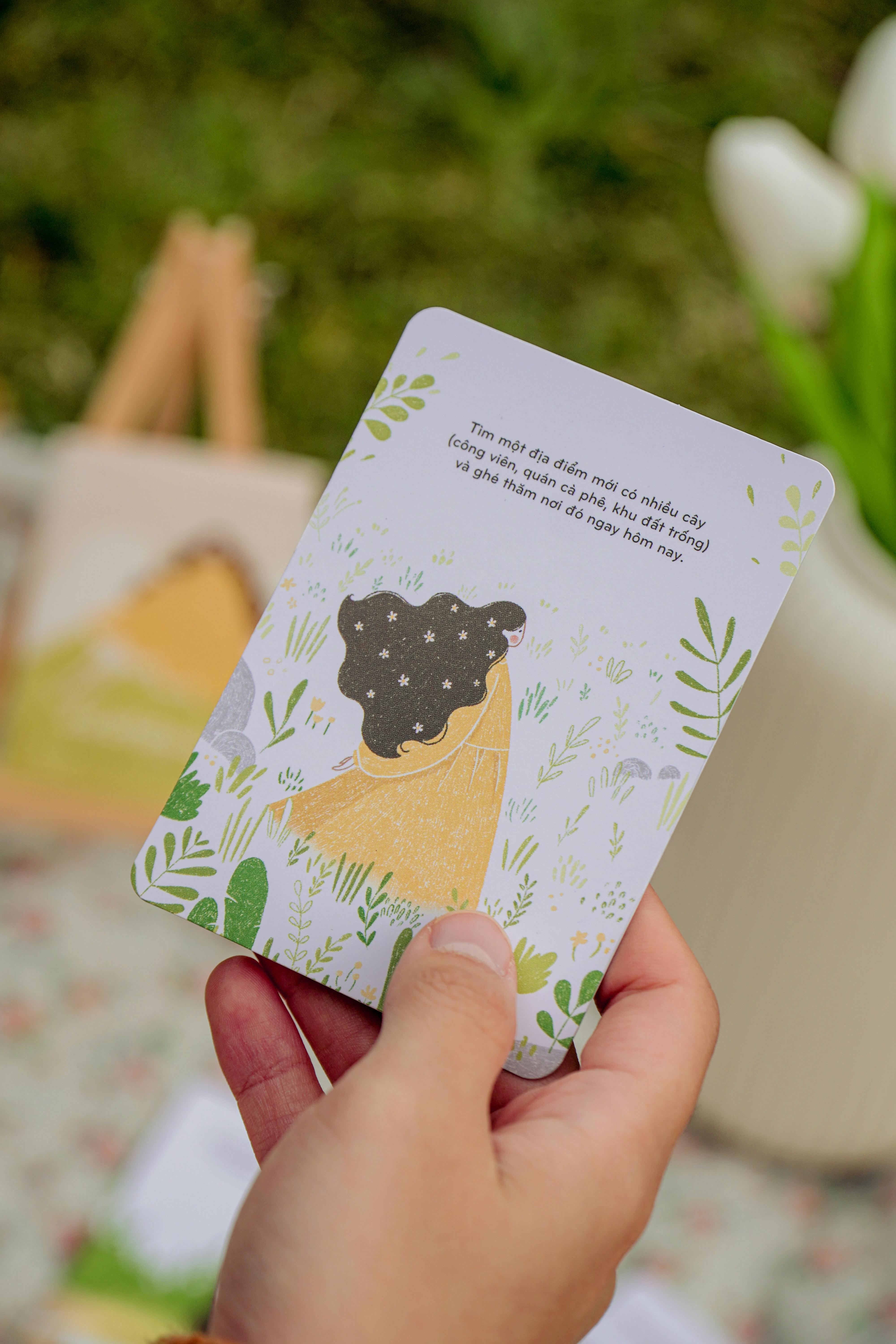 Hand Holding Illustrated Affirmation Card