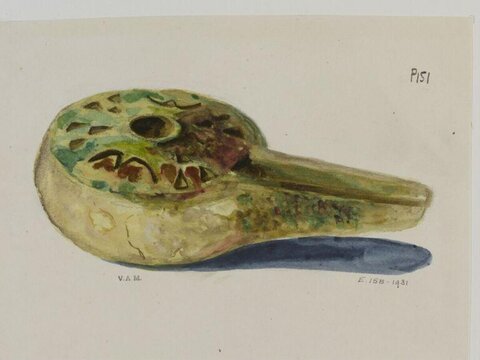 Watercolor Sketch of Ancient Oil Lamp