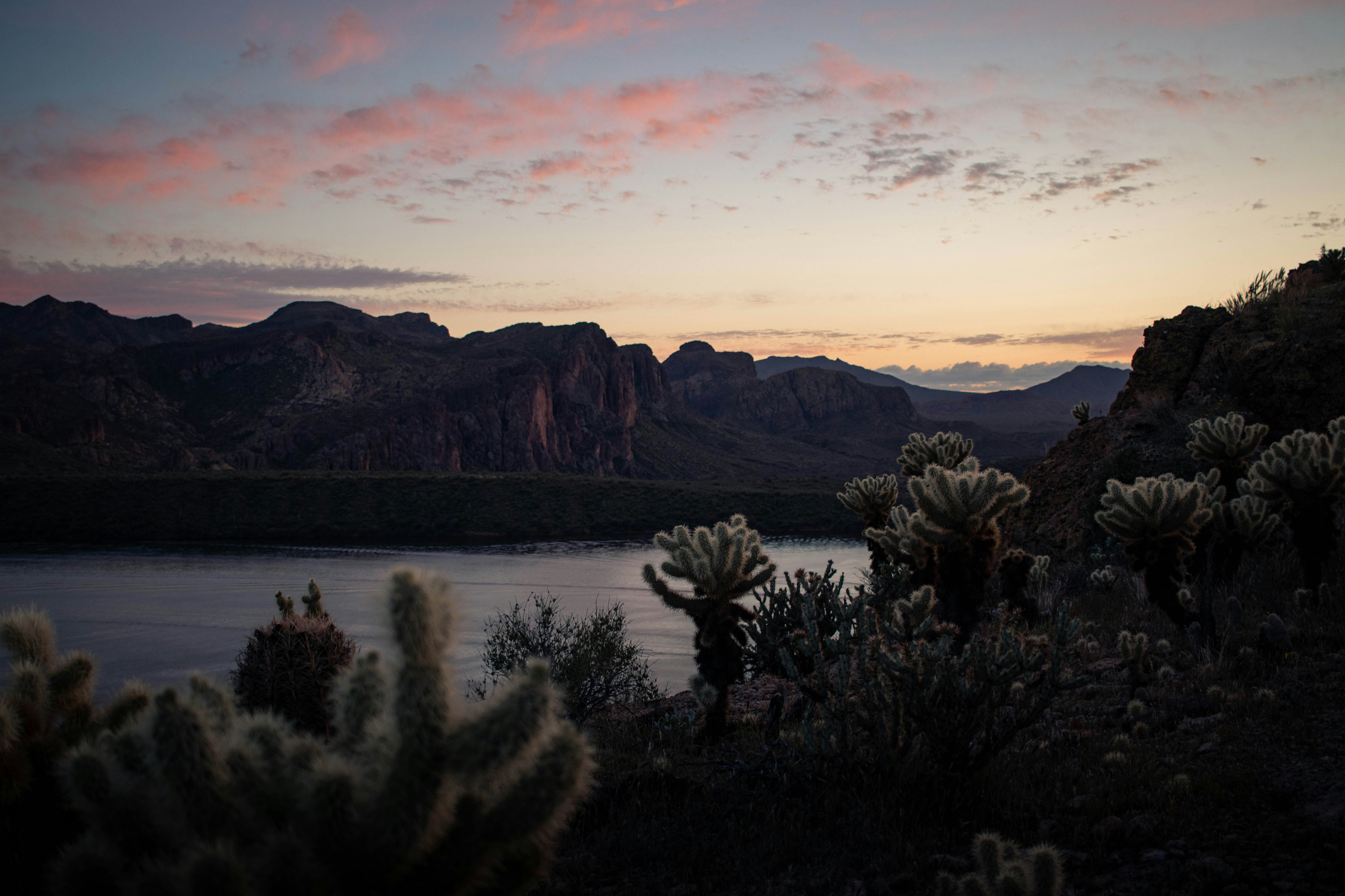Desert Lake Sunset View
