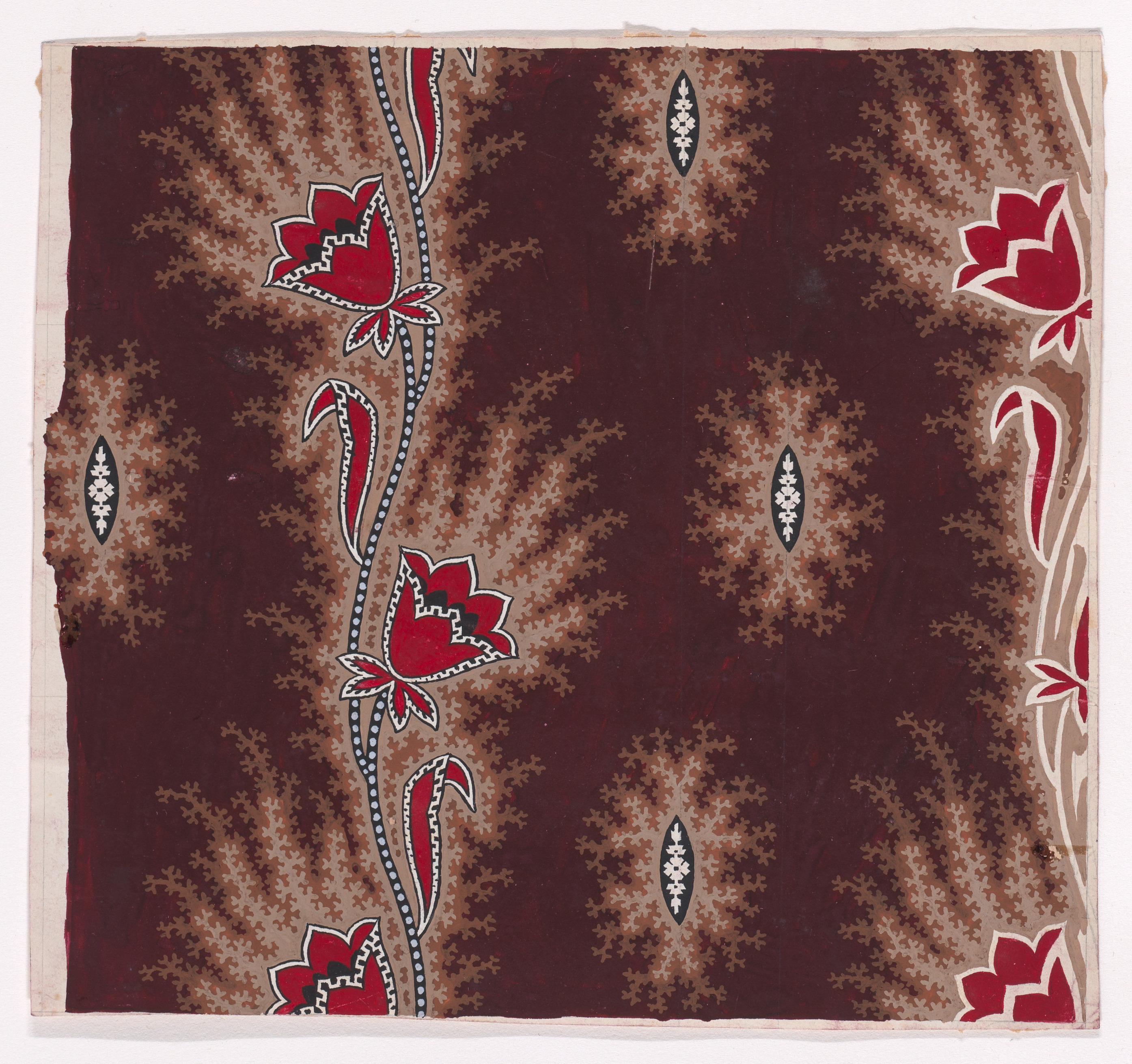 Vintage Red Floral Textile Pattern