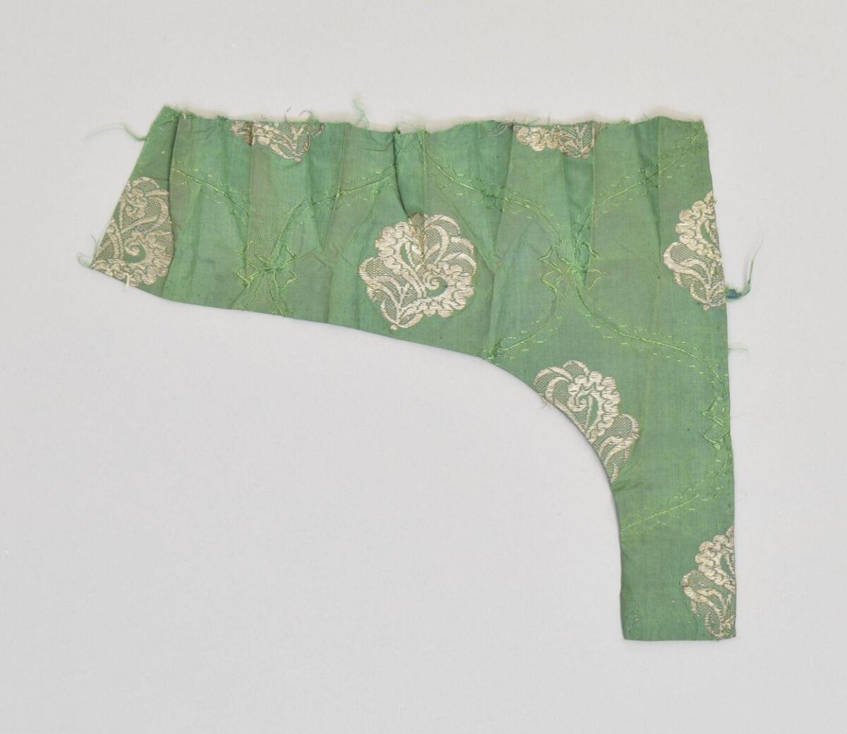 Green Brocade Textile Fragment