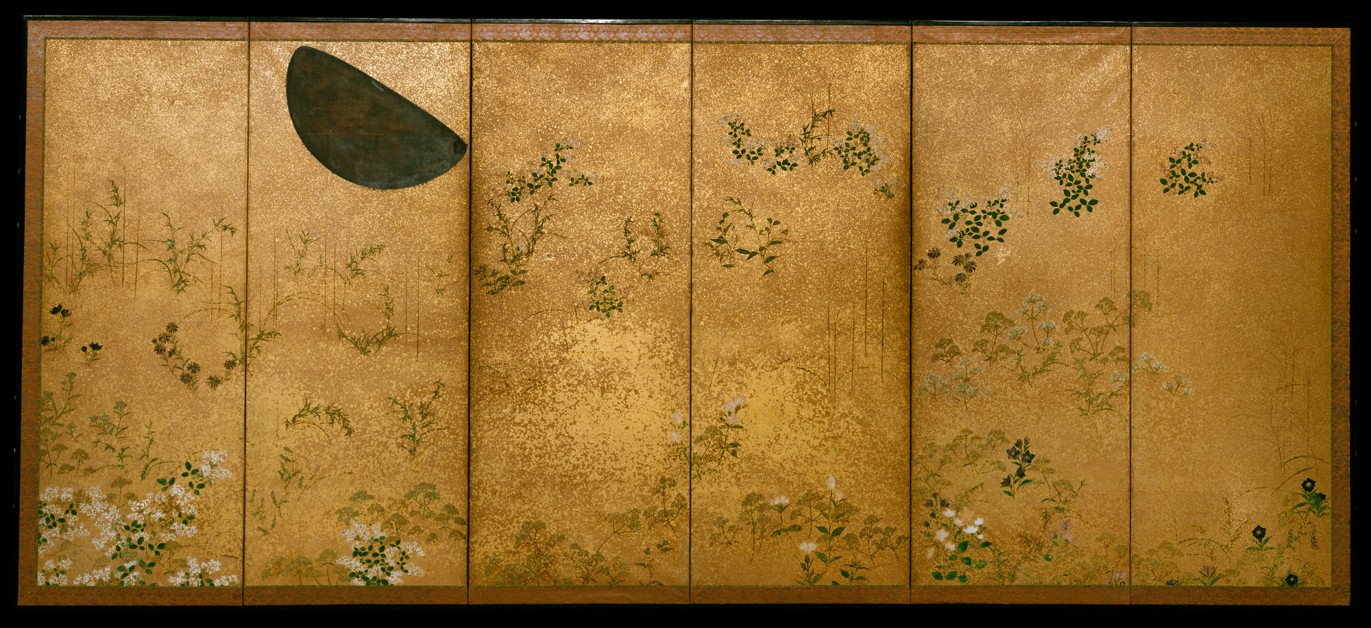 Autumn Grasses Moon Gold Folding Screen