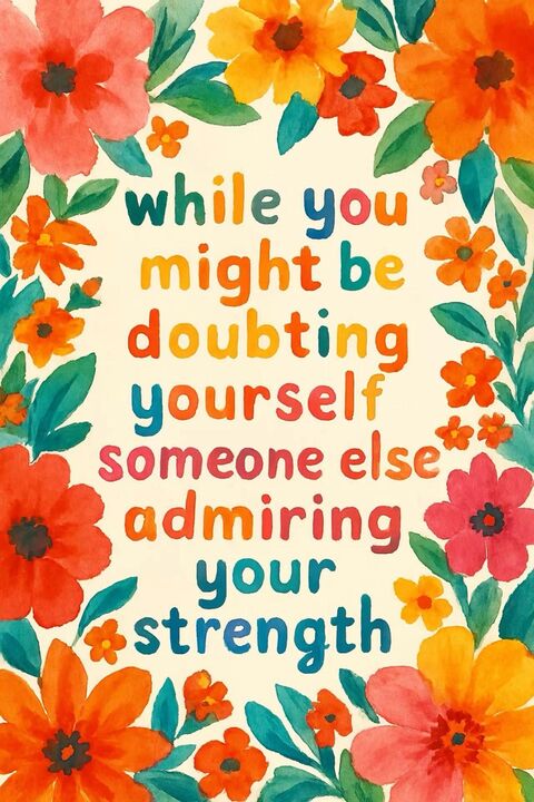 Motivational Quote with Watercolor Floral Border