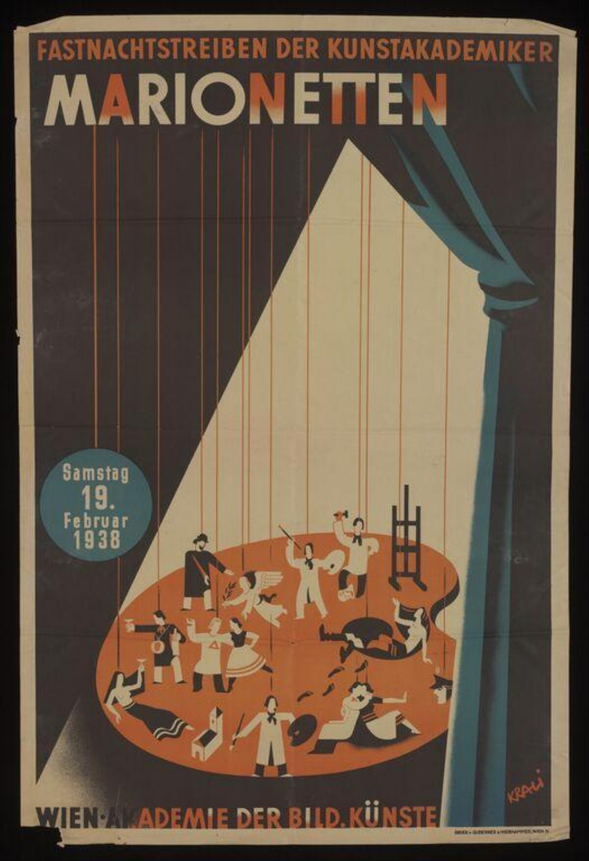 1938 Marionetten Puppet Show Poster