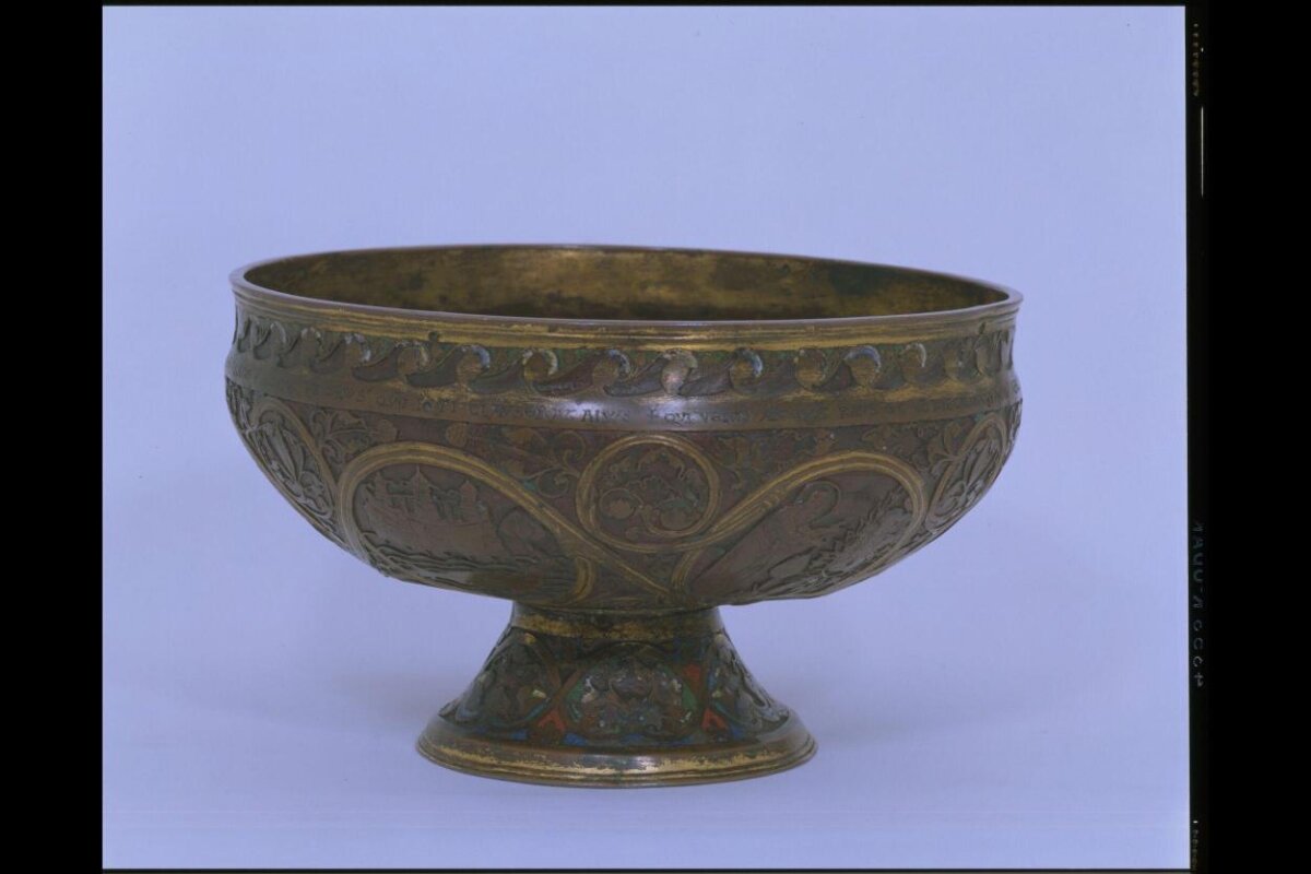 Gilt Bronze Engraved Footed Bowl