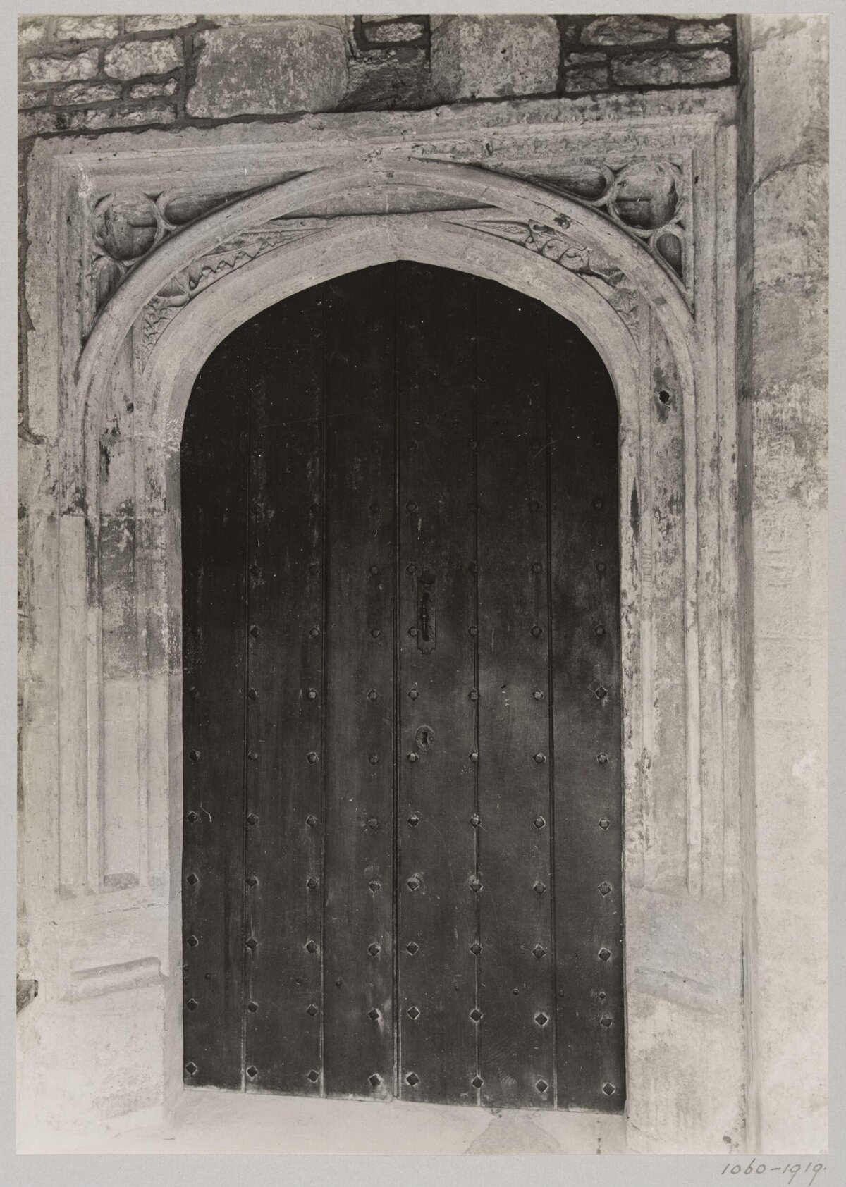 Carved Gothic Arched Wooden Door