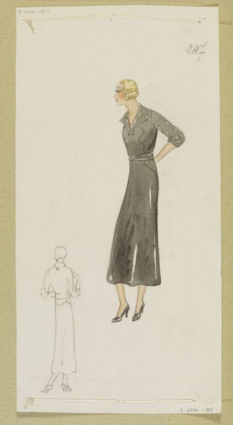 Vintage Dress Fashion Design Sketch