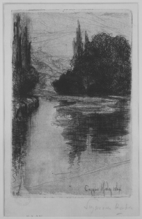 1874 River Landscape Etching