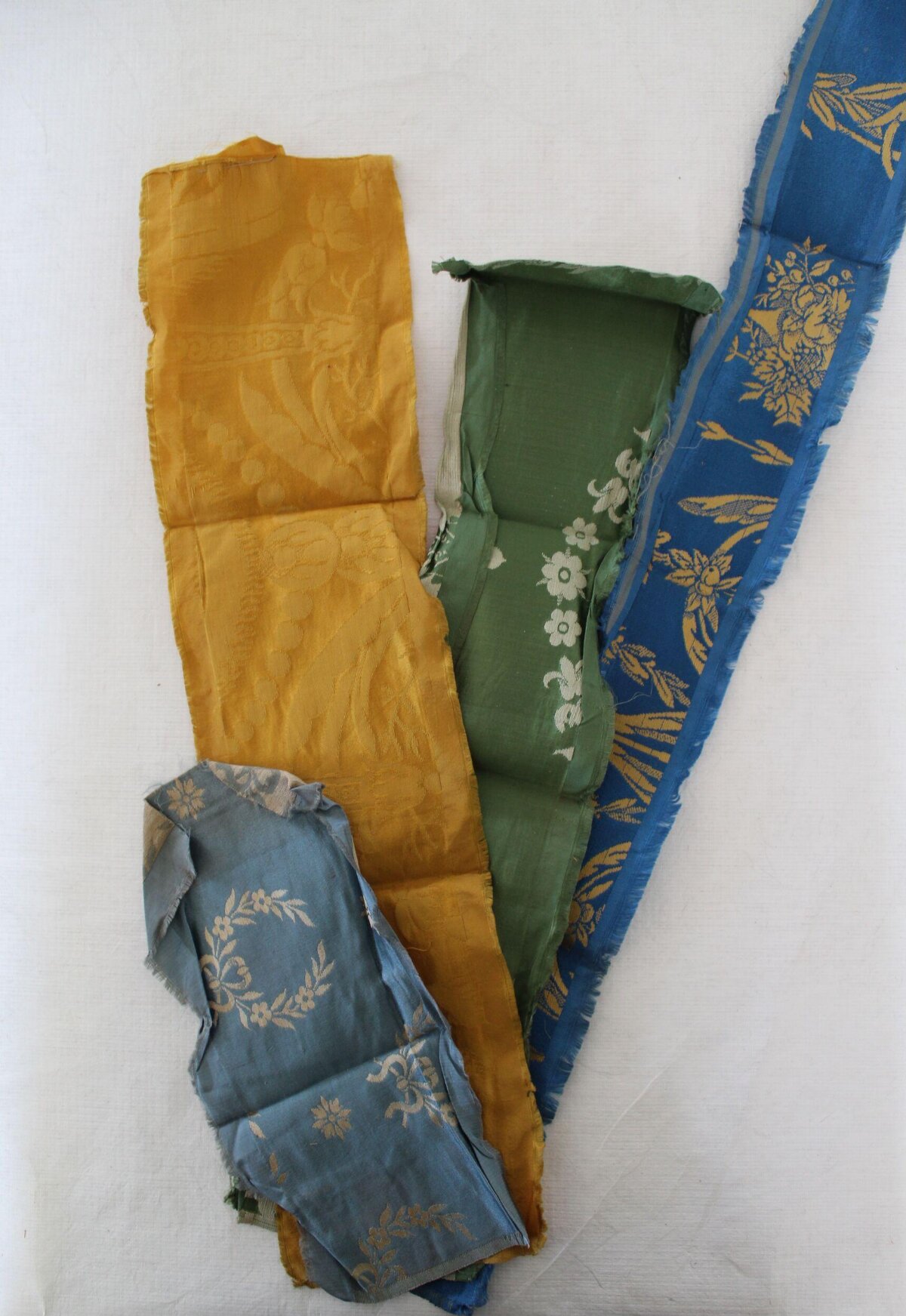 Four Patterned Vintage Fabric Scraps