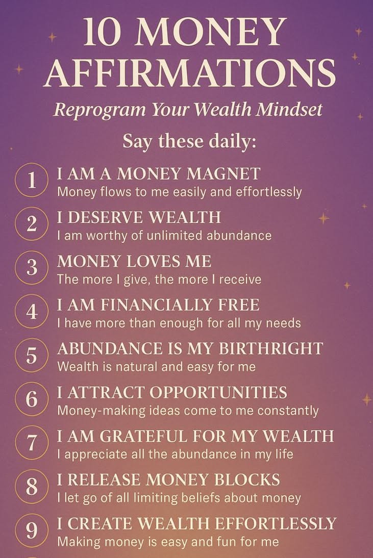 10 Money Affirmations for Wealth Mindset