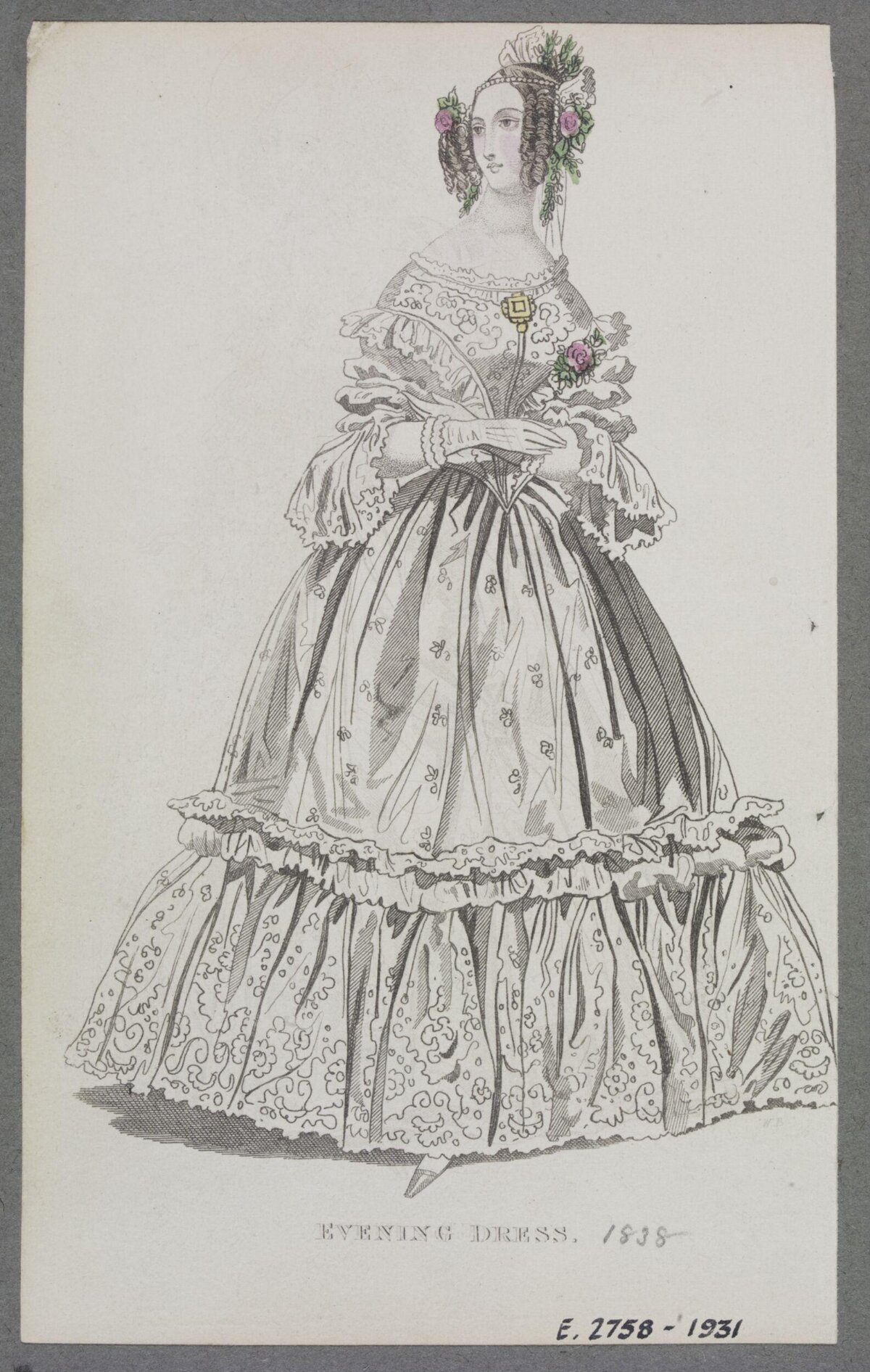 1838 Evening Dress Fashion Illustration