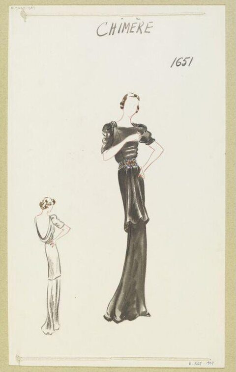 Vintage Evening Gown Fashion Sketch