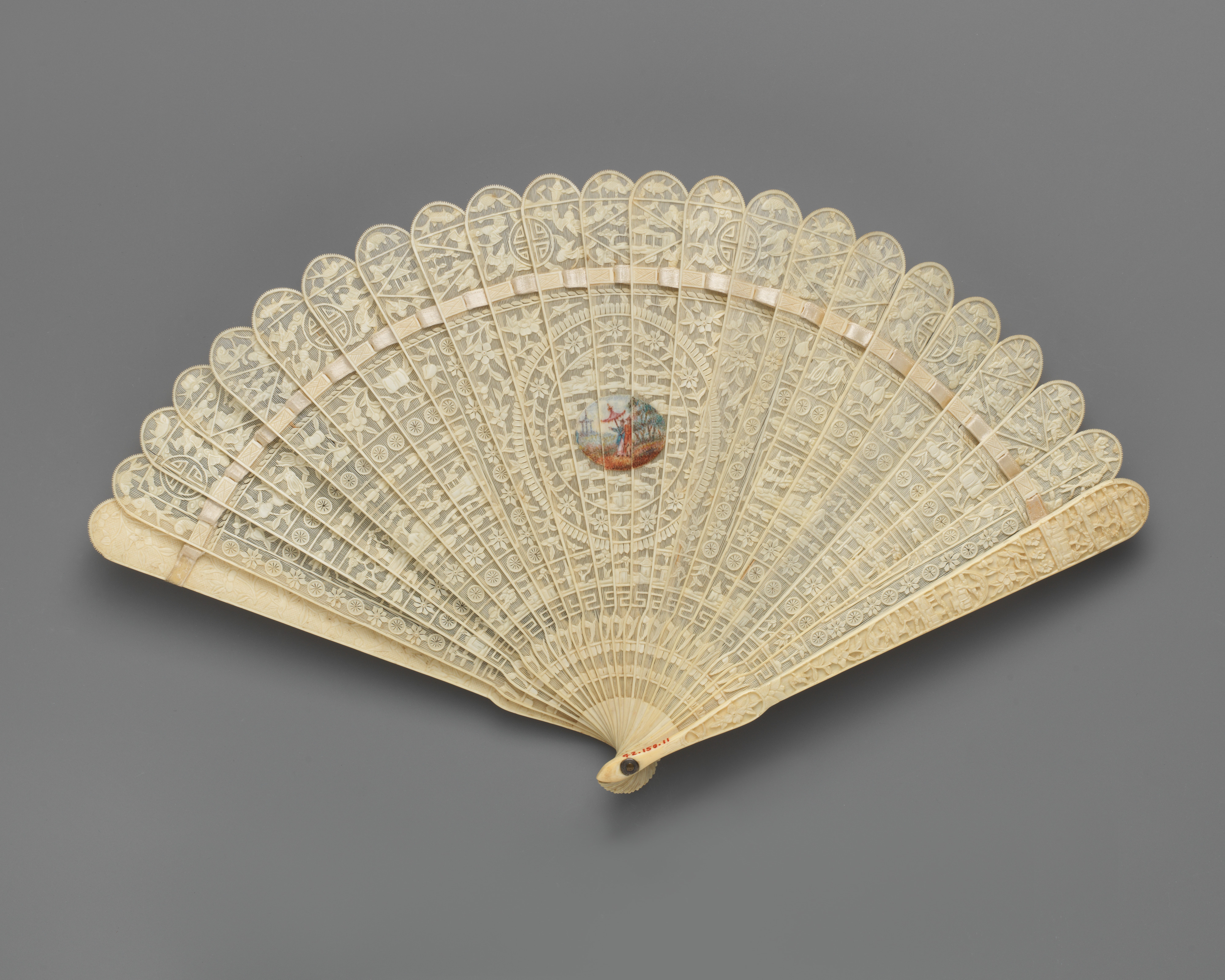 Exquisitely Carved Ivory Folding Fan