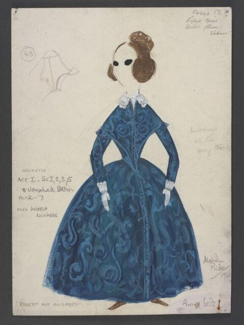 Henrietta Blue Dress Costume Sketch