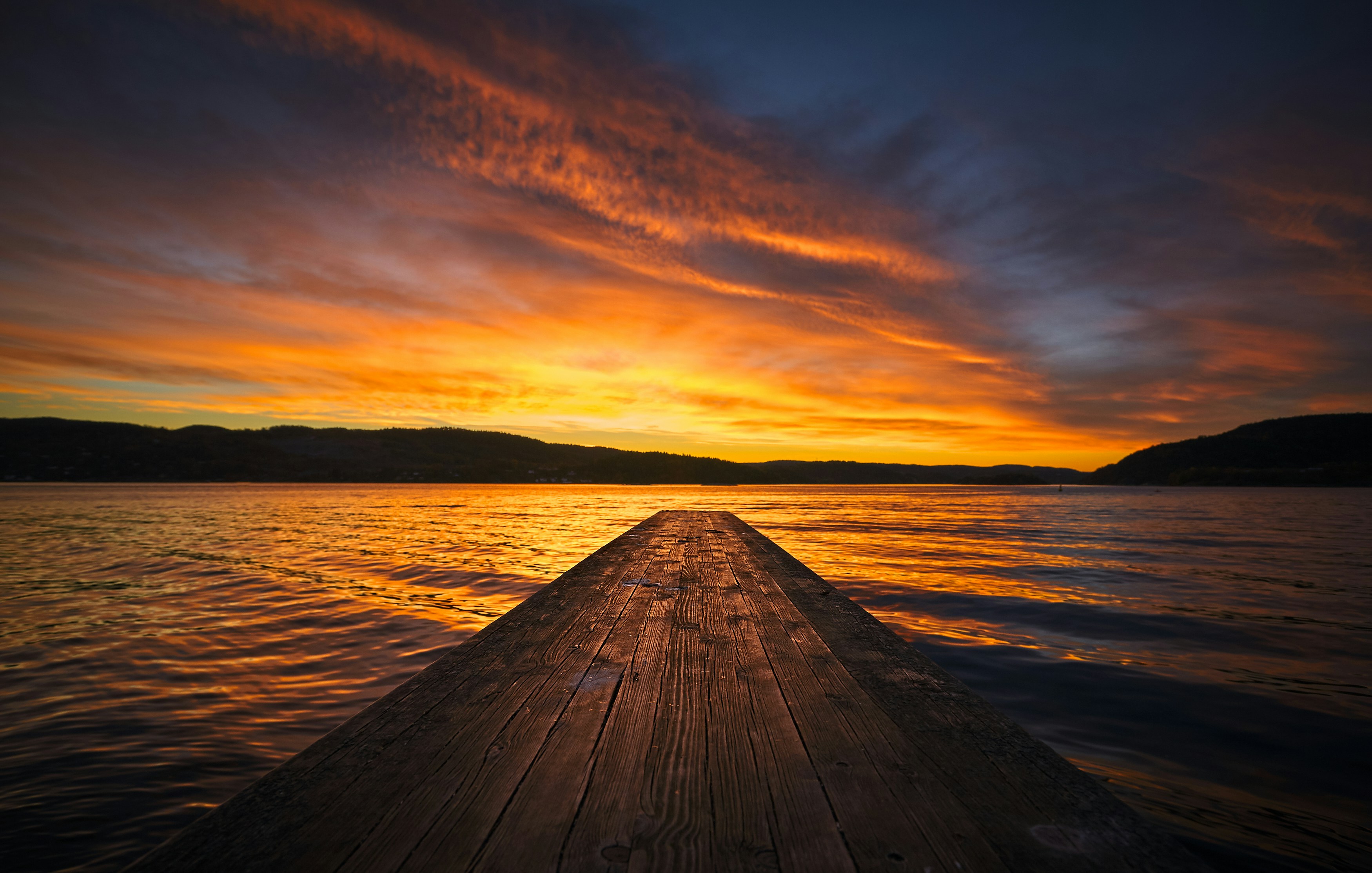 Wooden Dock at Lake Sunset