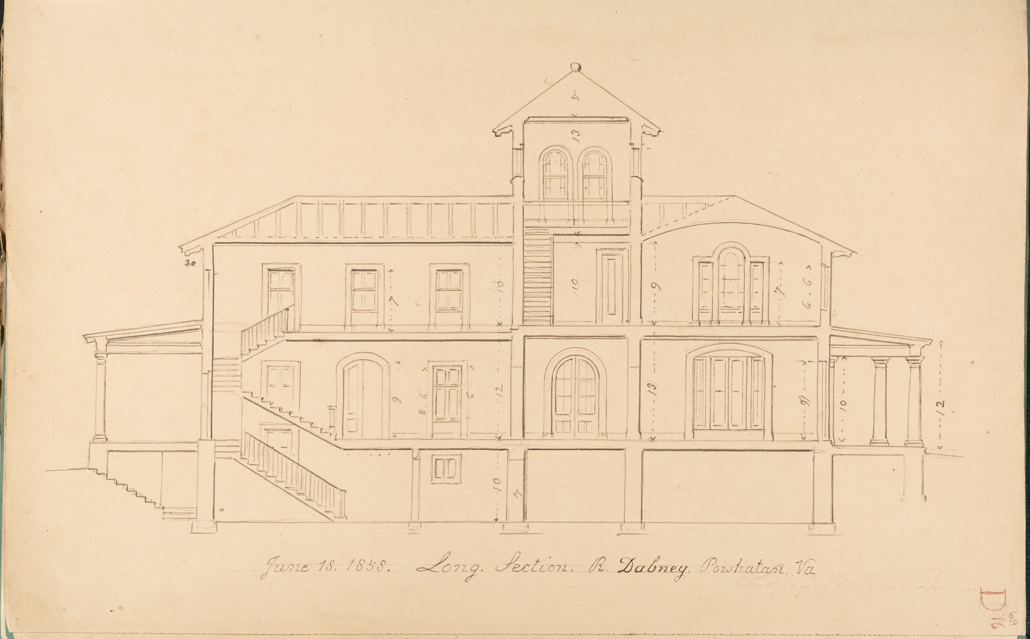 1858 House Architectural Section Drawing