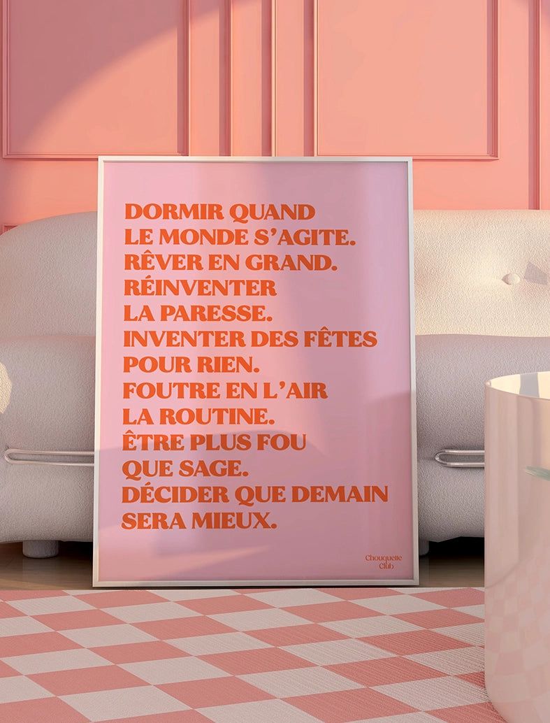 French Quote Art Print in Pink Interior