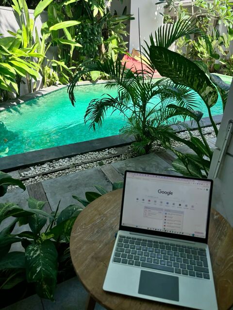 Laptop Workspace By Private Pool
