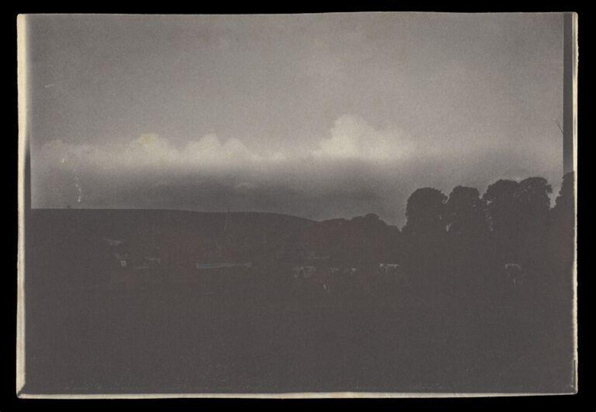 Vintage Grayscale Lakeside Landscape