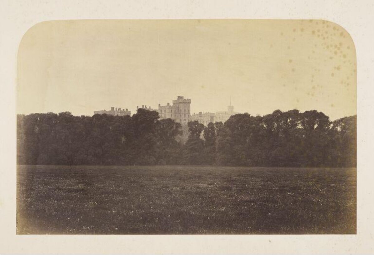 Vintage View of Castle Across Meadow