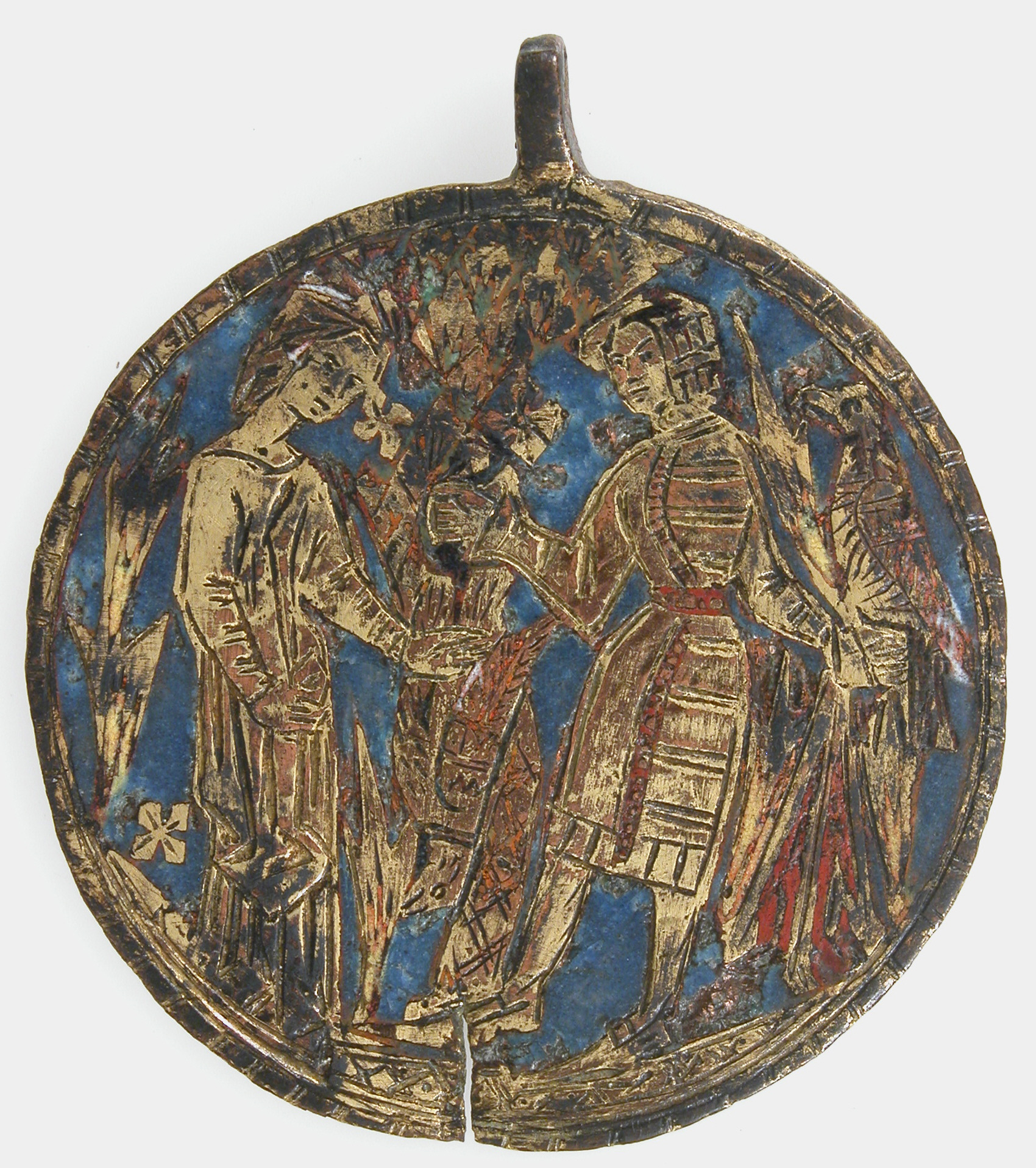 Medieval Gilded Enamel Pendant