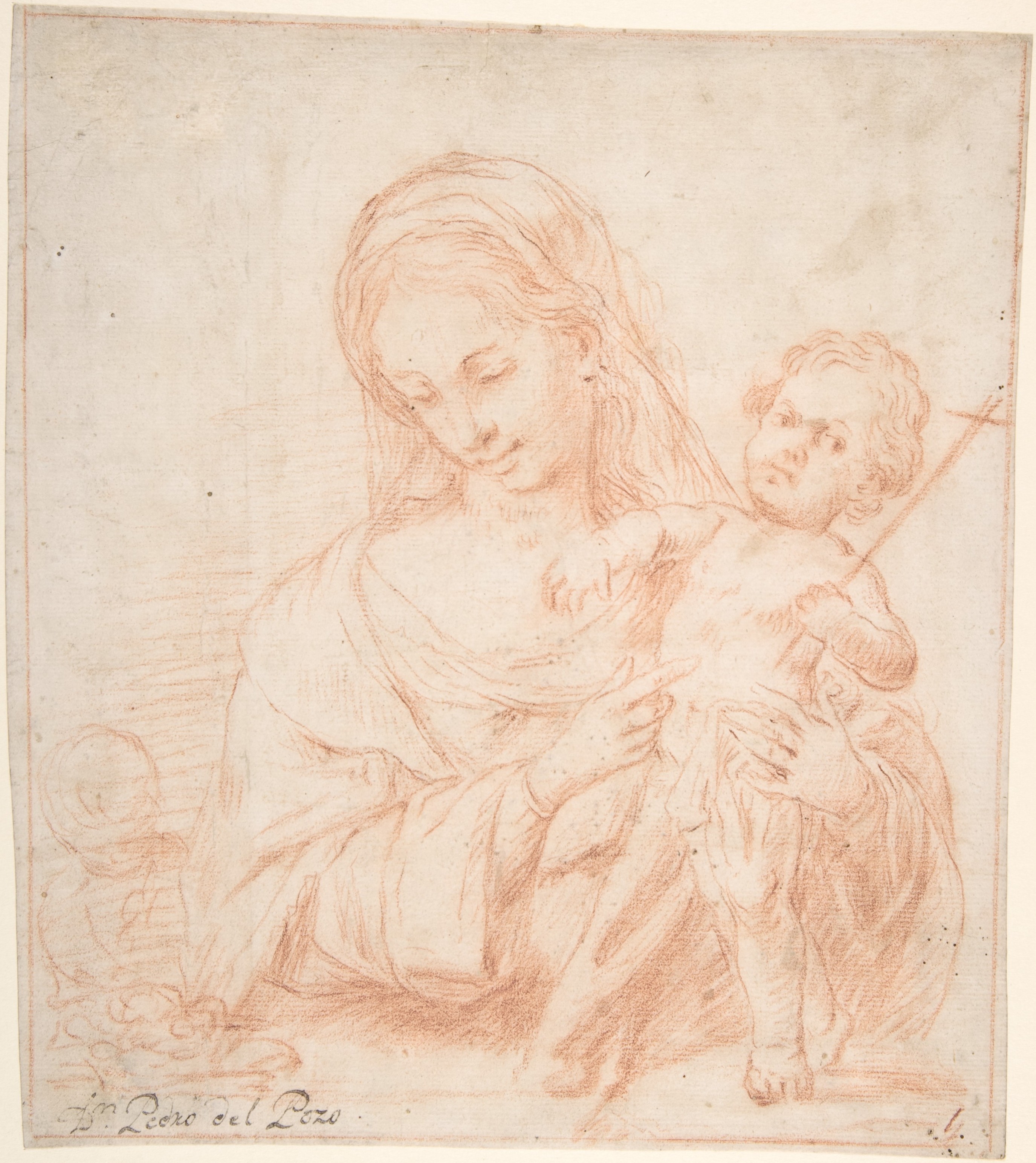 Red Chalk Sketch of Madonna and Child