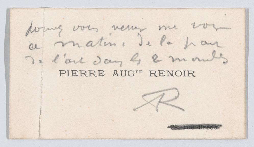 Pierre-Auguste Renoir's Handwritten Calling Card