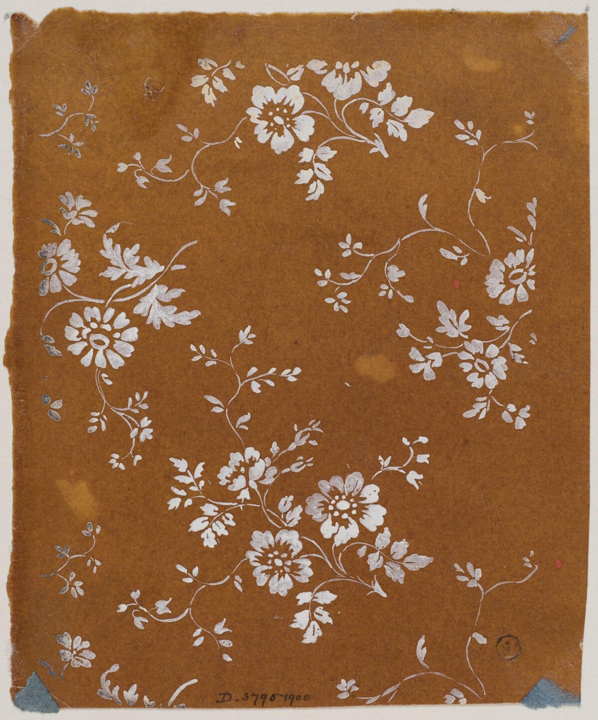 White Floral Pattern on Brown Paper