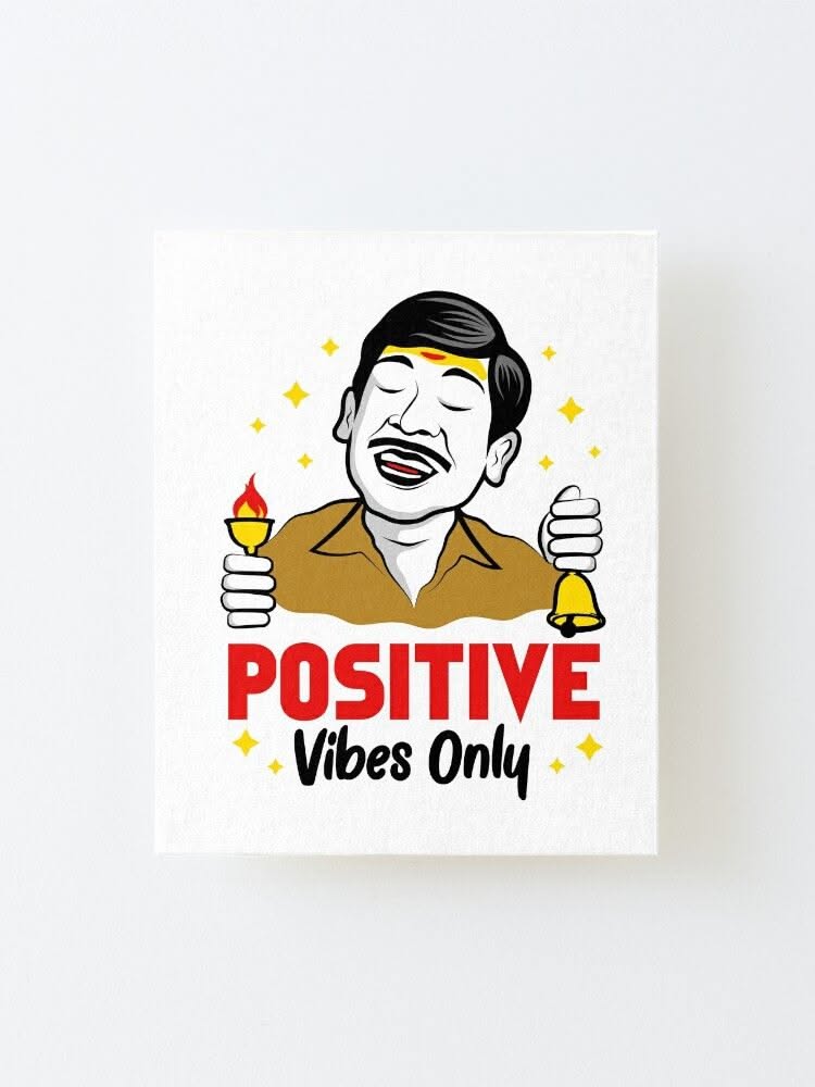 Positive Vibes Only Cartoon Art Print