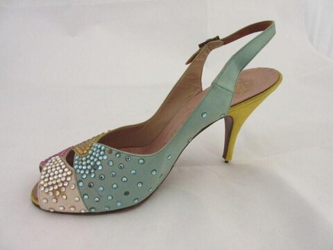 Colorful Embellished Peep-Toe High Heel
